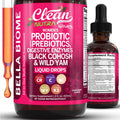 Liquid Probiotics for Women Drops with Chasteberry, Black Cohosh, Prebiotics, Digestive Enzymes, Evening Primrose Oil, Wild Yam, Cranberry Dmannose and Iron Vitamin D3 K2 Clean Nutra Bella Biotics Clean Nutraceuticals Au supplements