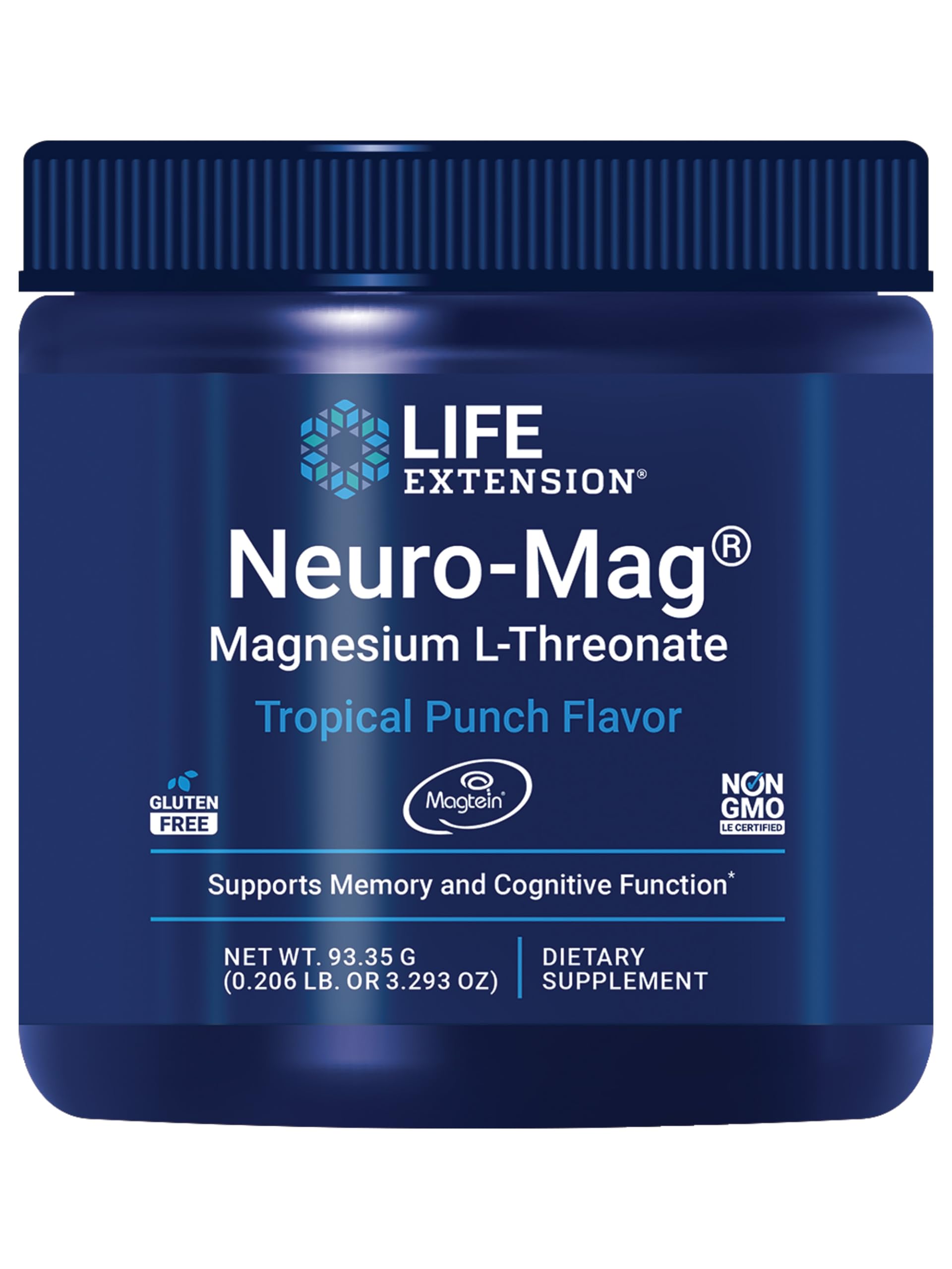 Life Extension Neuro-Mag Magnesium L-Threonate Powder (Tropical Punch) - Ultra-Absorbable Magnesium - Supports Memory, Focus, Cognitive Function & Mood -