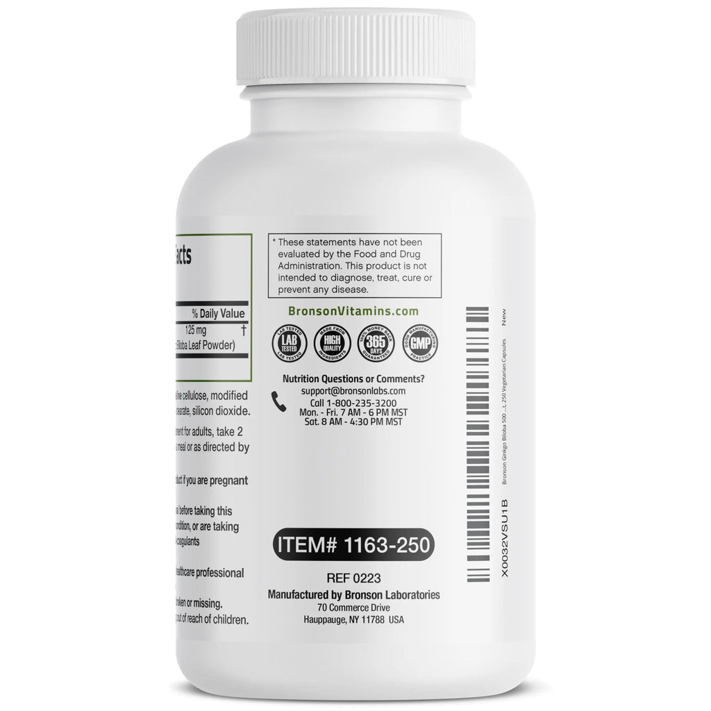 Bronson Ginkgo Biloba Extra Strength 125mg (4:1 Extract) Equivalent to 500mg Bronson Au supplements
