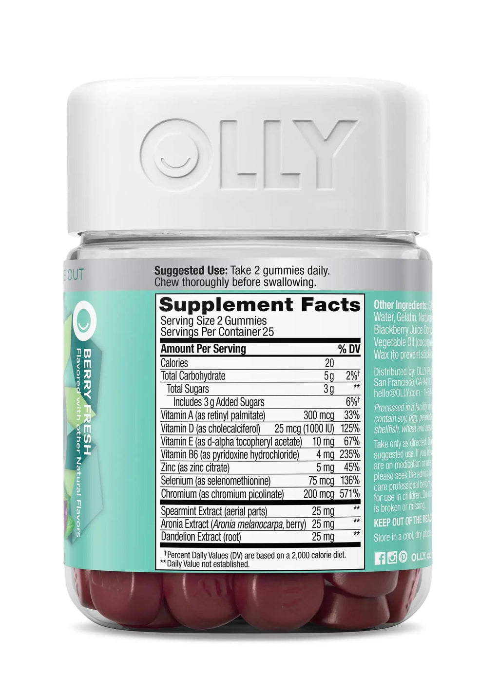 OLLY Flawless Complexion Gummy, Clear and Healthy Skin Support, Vitamins E, A, Zinc, Chewable Supplement, Berry - 50 Count (Pack of 1) OLLY Au supplements