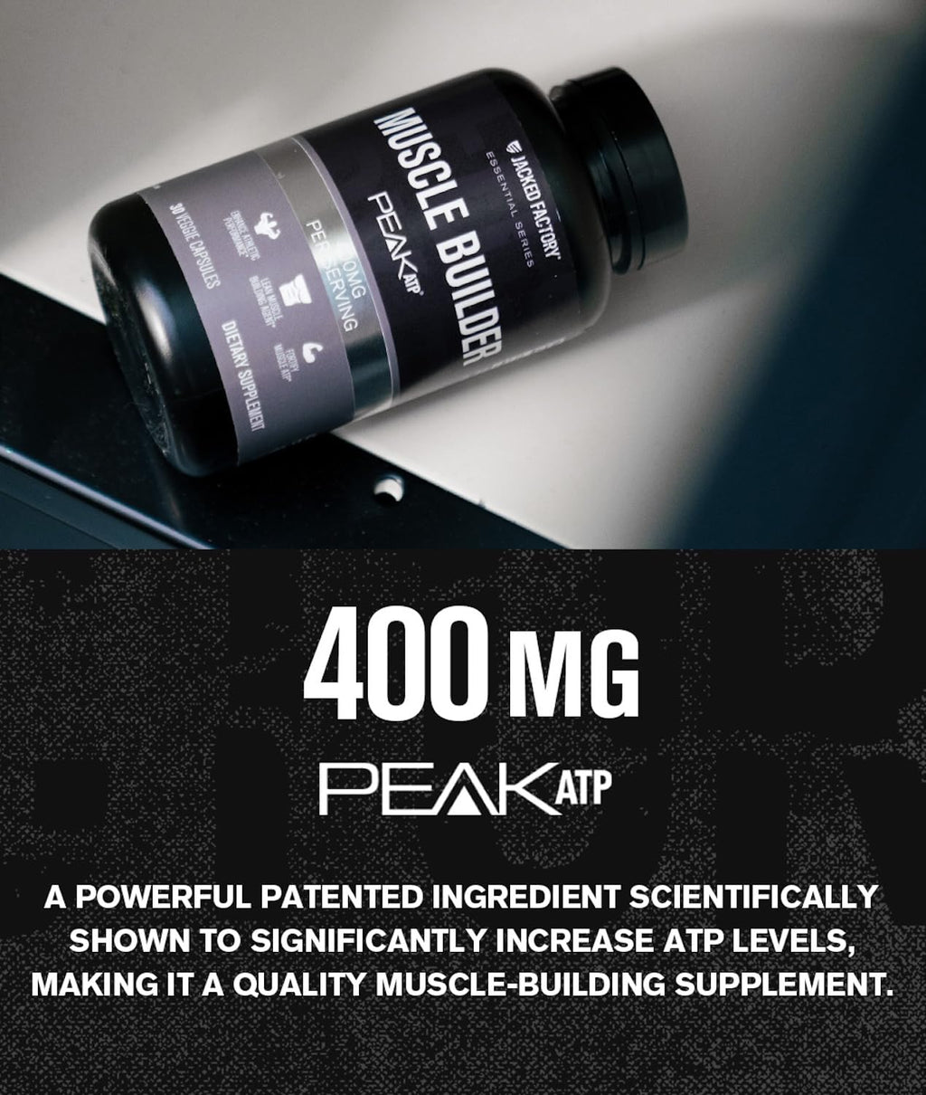 Jacked Factory Essentials Muscle Builder - ATP Muscle Builder for Men with Peak ATP to Support Muscle Gain, Enhance Athletic Performance, & Increase Strength - 30 Capsules Jacked Factory Au supplements