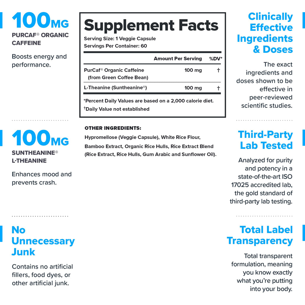 LEGION Peak Caffeine and L Theanine Pills - 200 mg Natural and Organic L Theanine Caffeine Supplement for Smooth Energy, Focus and Cognitive Performance - Vegan, Non GMO - 60 Servings LEGION Au supplements