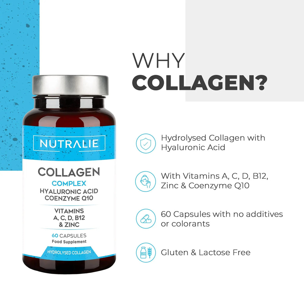 Collagen + Hyaluronic Acid + Q10 Hydrolysed Collagen Women Men + Vitamins A C D B12 Zinc NUTRALIE Au supplements