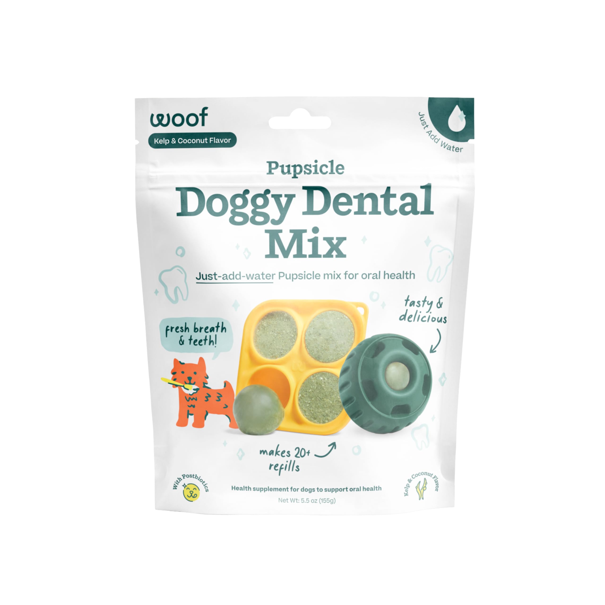 Woof Doggy Dental Pupsicle Mix - Dog Teeth Cleaning Powder for The Pupsicle - Long Lasting Postbiotic Dental Enzyme Mix to Support Oral Health for Dogs WOOF Au supplements