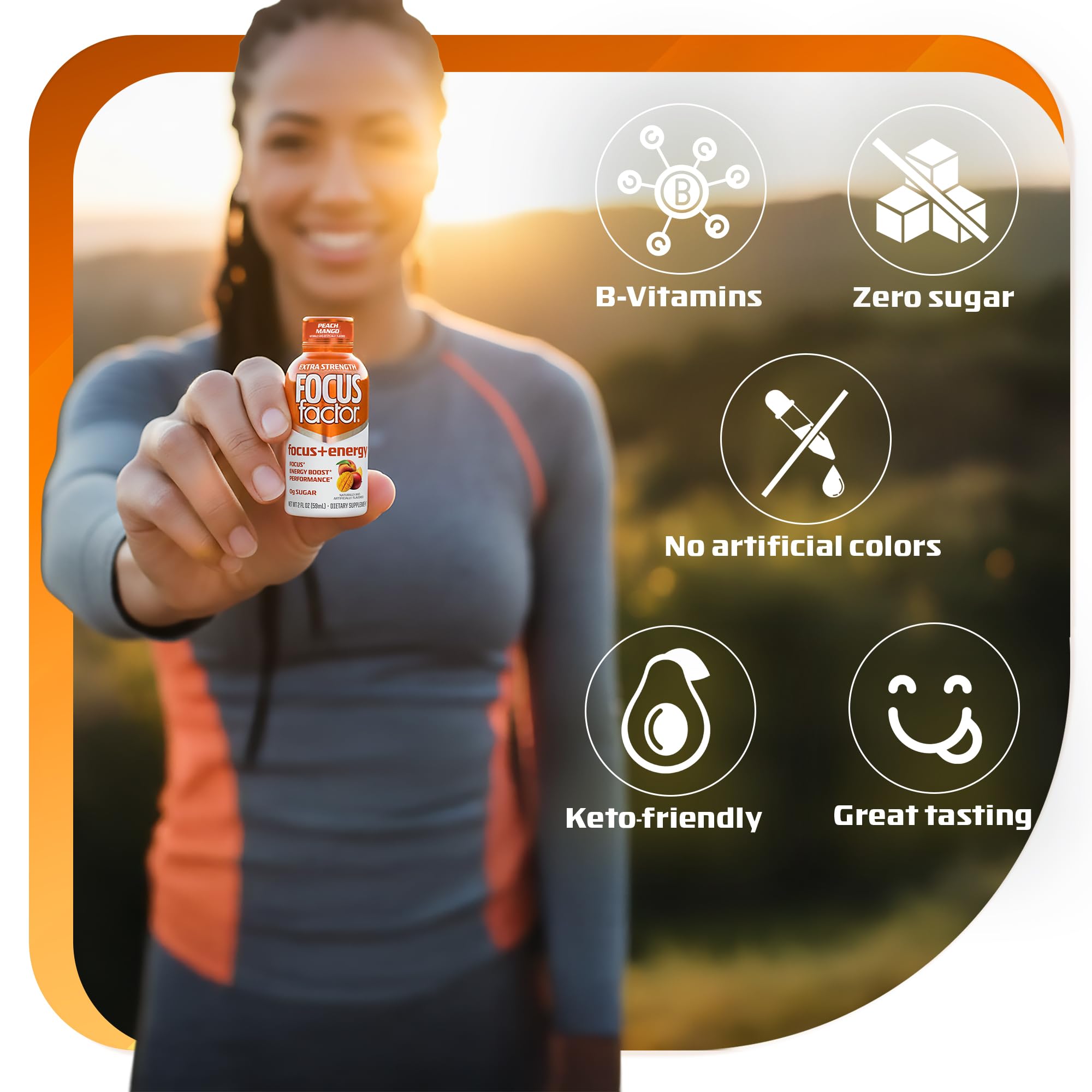 Focus Factor Extra Strength Focus + Energy Shots - 12 x 2oz Bottles (Peach Mango Flavor) - Powered by Nootropics with Caffeine, L-Theanine, Ginkgo, Bacopa, L-Tyrosine, Alpha GPC Focus Factor Au supplements