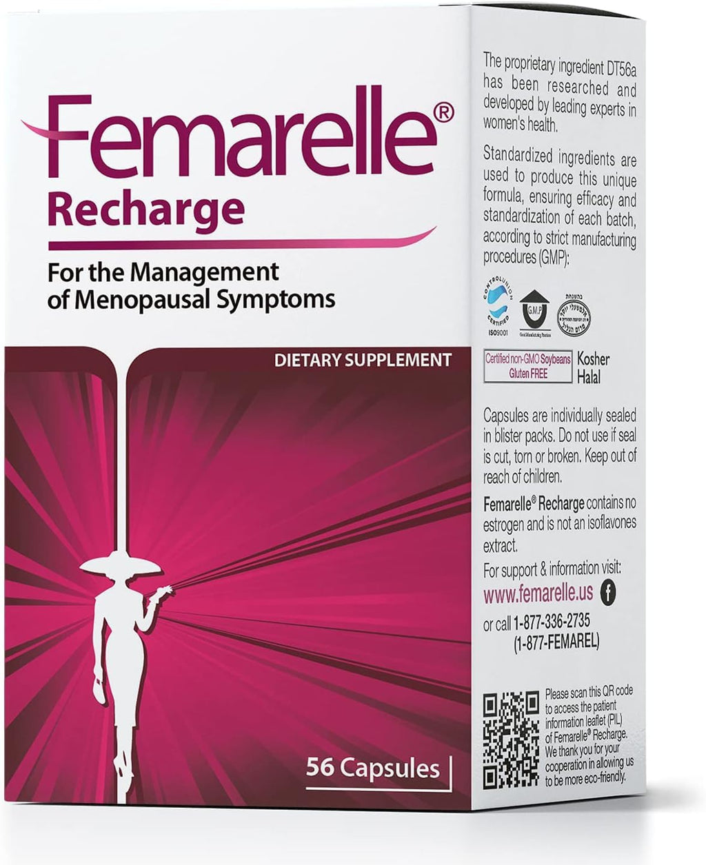 Femarelle® Recharge – Menopause Supplement for Women - Clinically Proven Menopause Relief - Hot Flashes, Night Sweats, Sleep & Libido Support Within 1st Month, Gluten-Free, GMO-Free & Hormone Free Femarelle Au supplements