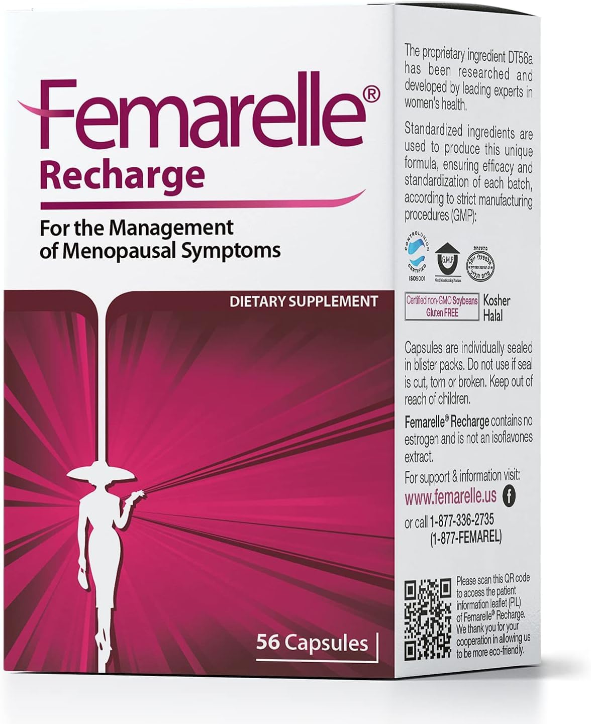Femarelle® Recharge – Menopause Supplement for Women - Clinically Proven Menopause Relief - Hot Flashes, Night Sweats, Sleep & Libido Support Within 1st Month, Gluten-Free, GMO-Free & Hormone Free Femarelle Au supplements
