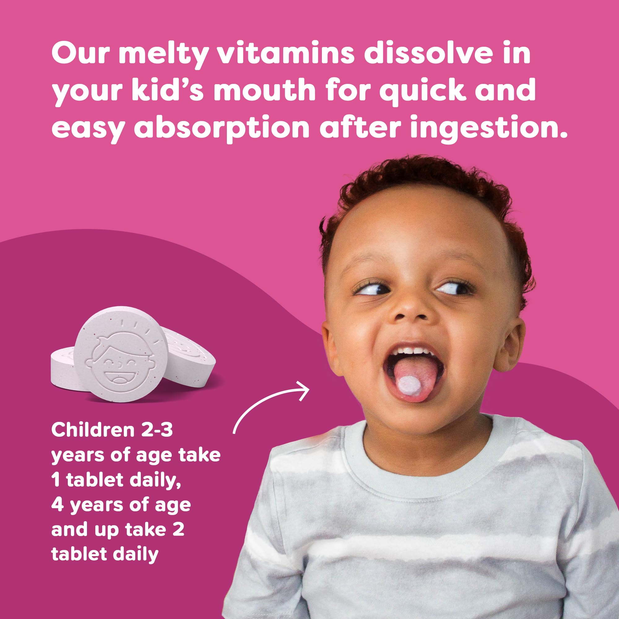 Renzo's Captain Calm Kids Magnesium Supplement with L-Theanine, Dissolvable Kids Vitamins for Relaxation and Mood Support, Sugar-Free Melty Tabs,