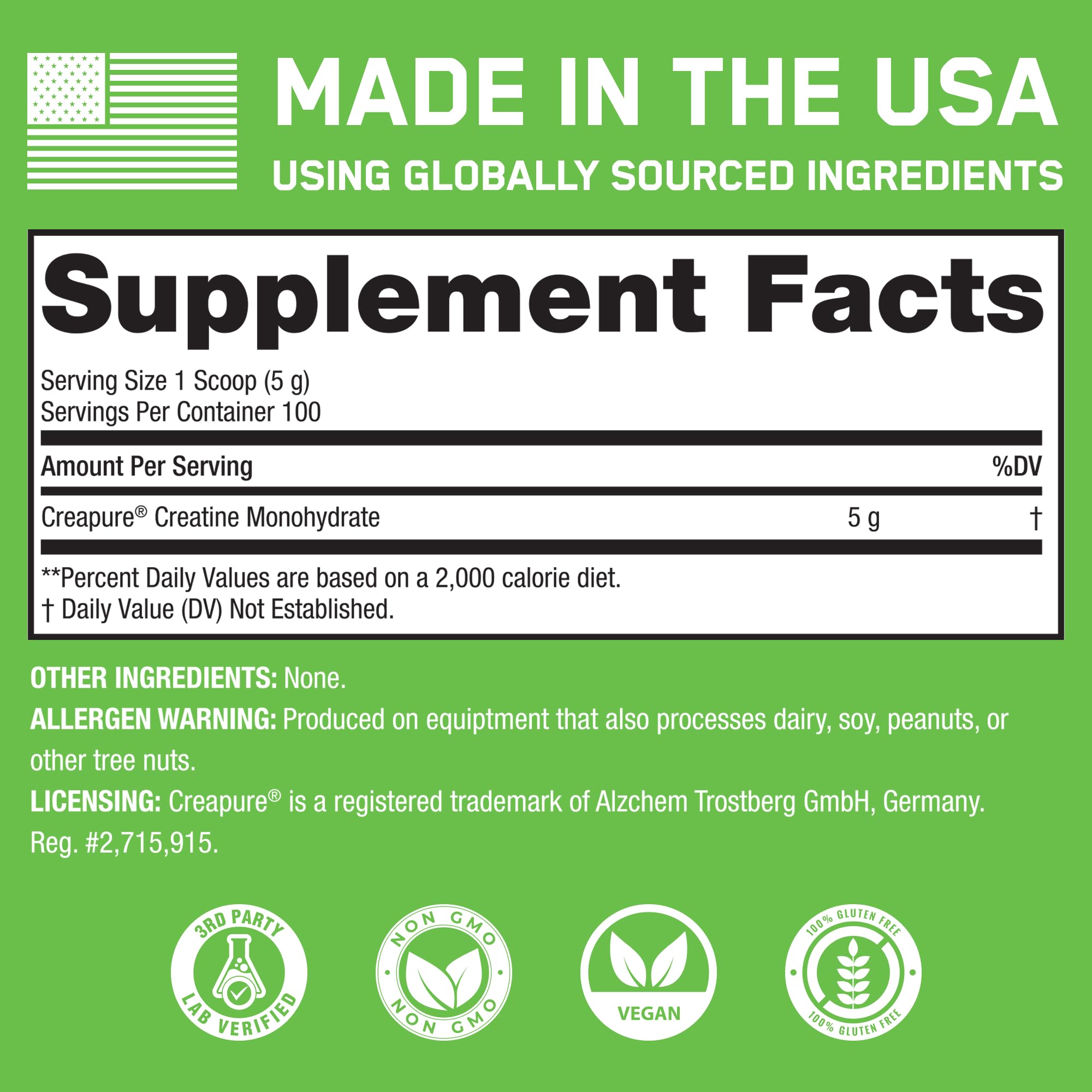 SteelFit Creapure Creatine Monohydrate Powder, Unflavored - German Micronized Creatine Powder for Men & Women - Gym Workout Nutritional Supplements for Muscle Gain