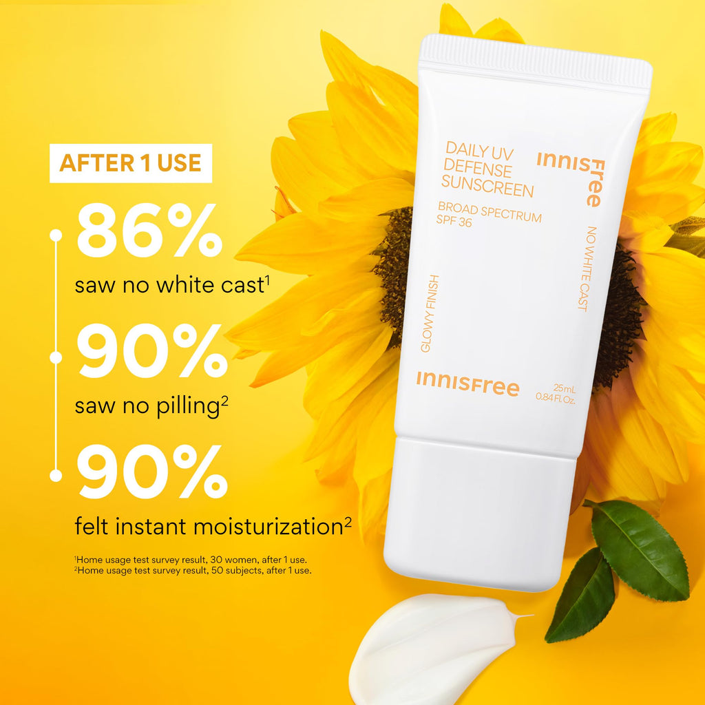Innisfree Daily UV Defense SPF 36 – Korean Face Sunscreen, Invisible Finish, Broad Spectrum,