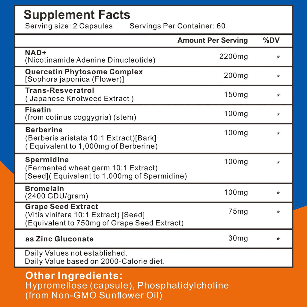 Spliferkou 2200mg Liposomal NAD+ Supplement - Enhances Cell Energy & Aging Defese, 60 Capsules Spliferkou Au supplements