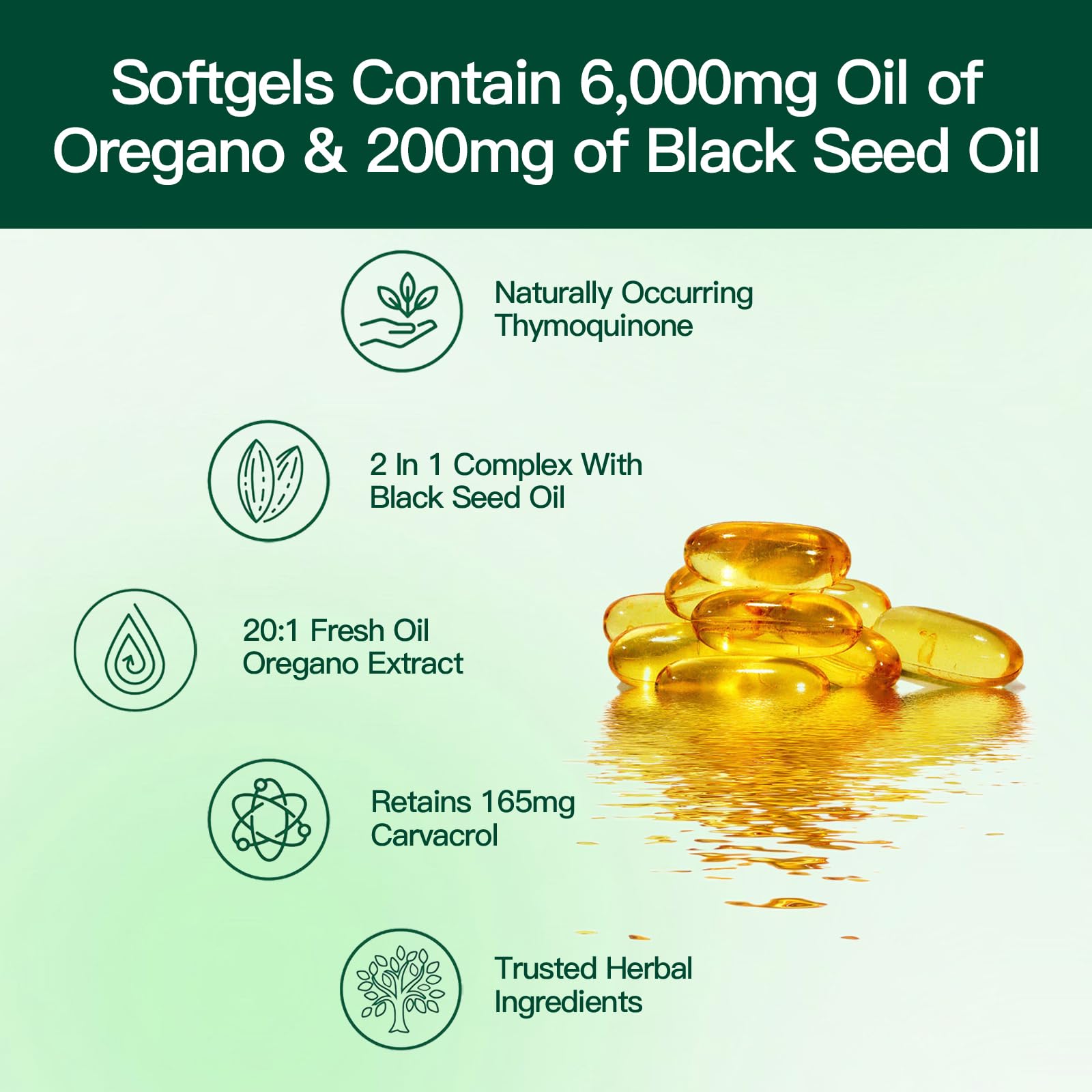 VivoNu Oil of Oregano with Black Seed Oil, Balanced Oil of Oregano Capsules, 300 Count Organic OreganoOil Softgels