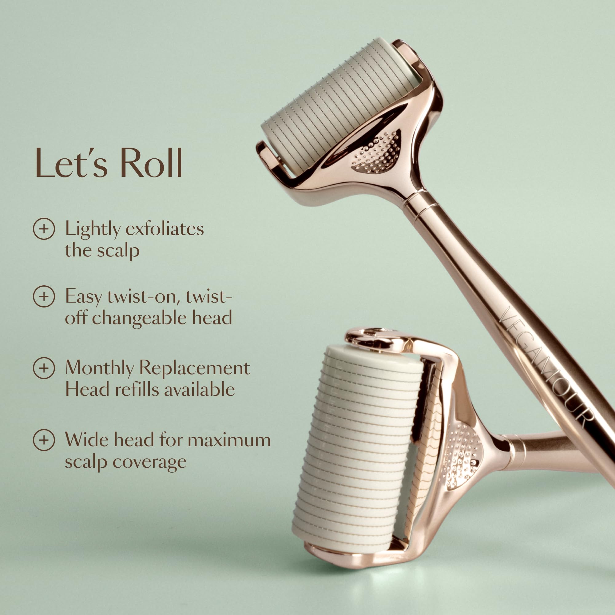 VEGAMOUR GRO+ Advanced Dermaroller Replacement Head | 1,200 Microneedle 0.25mm Scalp Tool | Gently Exfoliates the Scalp | (No Handle, Replacement Head Only) VEGAMOUR Au supplements