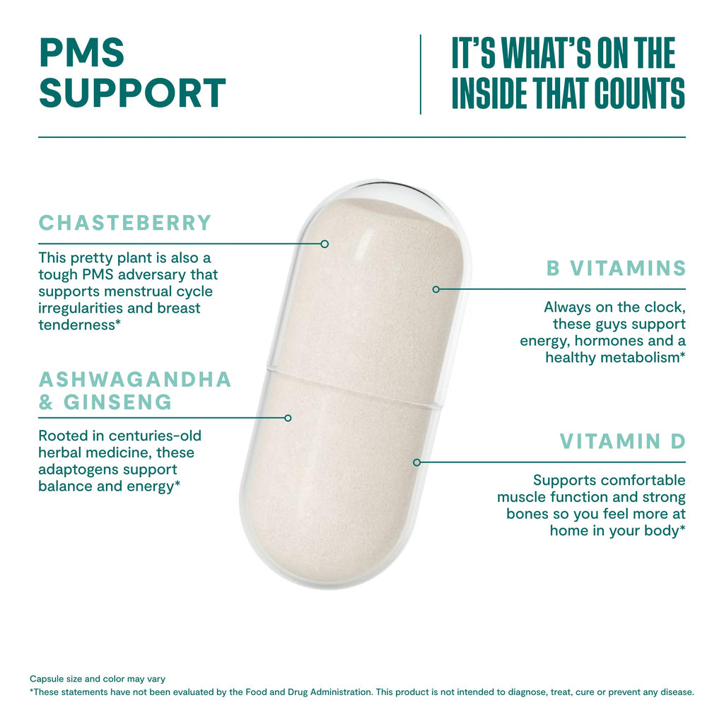 Habit PMS Support Supplement for Women (60 Capsules) - Supports Premenstrual Symptoms & Stress, Hormone Balance, Mood, B Vitamins, Vitamin D, Chasteberry, Ashwagandha, Gluten-Free, Non-GMO (1 Pack) H' Habit Au supplements