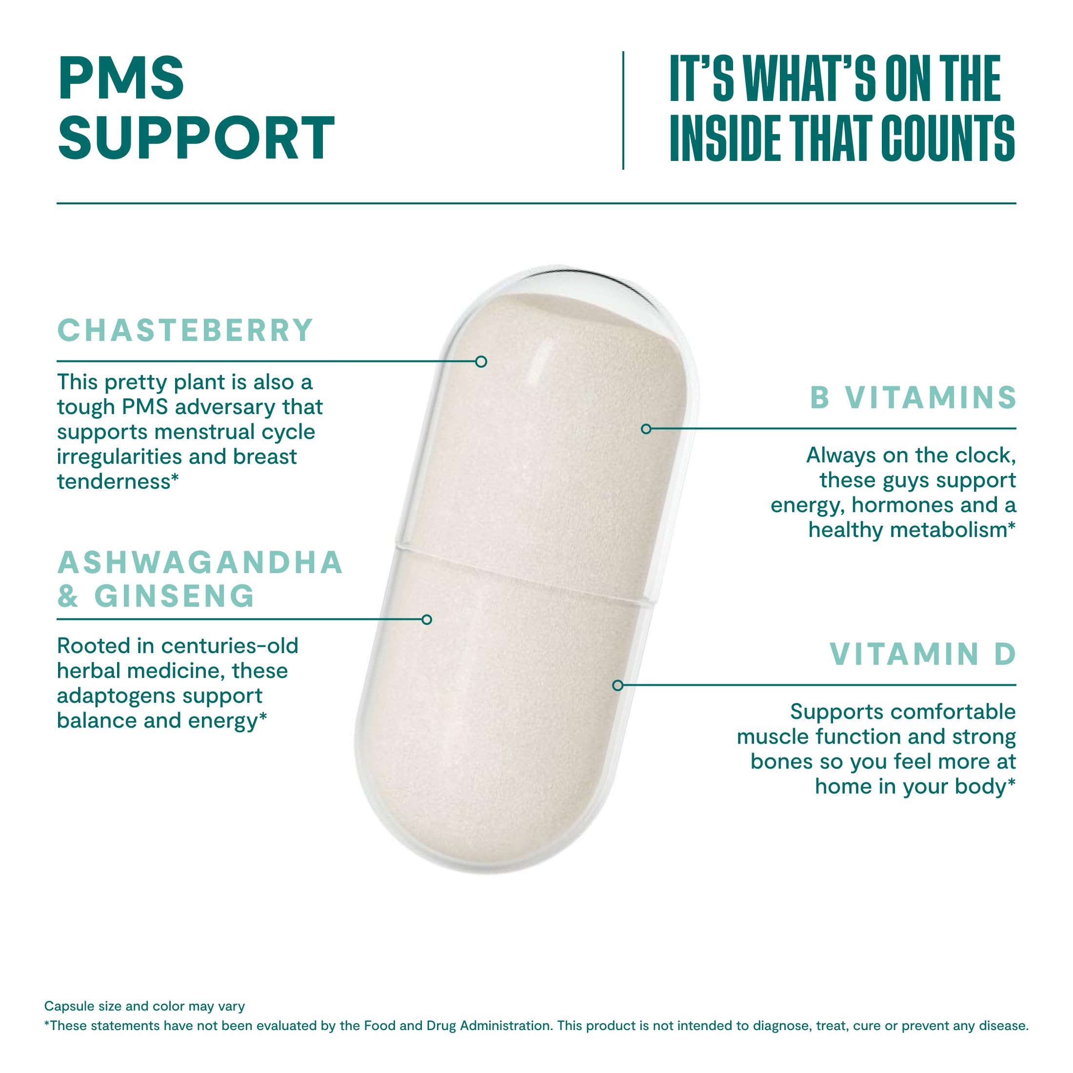 Habit PMS Support Supplement for Women (60 Capsules) - Supports Premenstrual Symptoms & Stress, Hormone Balance, Mood, B Vitamins, Vitamin D, Chasteberry, Ashwagandha, Gluten-Free, Non-GMO (1 Pack) H' Habit Au supplements