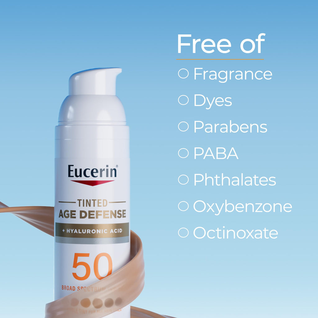 Eucerin Sun Tinted Age Defense Face Sunscreen Lotion SPF 50 with Hyaluronic Acid