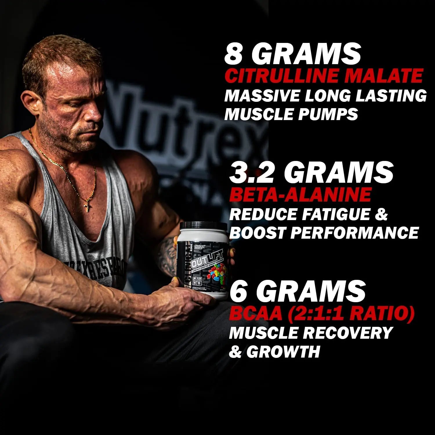 Nutrex Outlift Clinically Dosed Pre Workout Powder with Creatine, 8G Citrulline, BCAA Nutrex Research Au supplements
