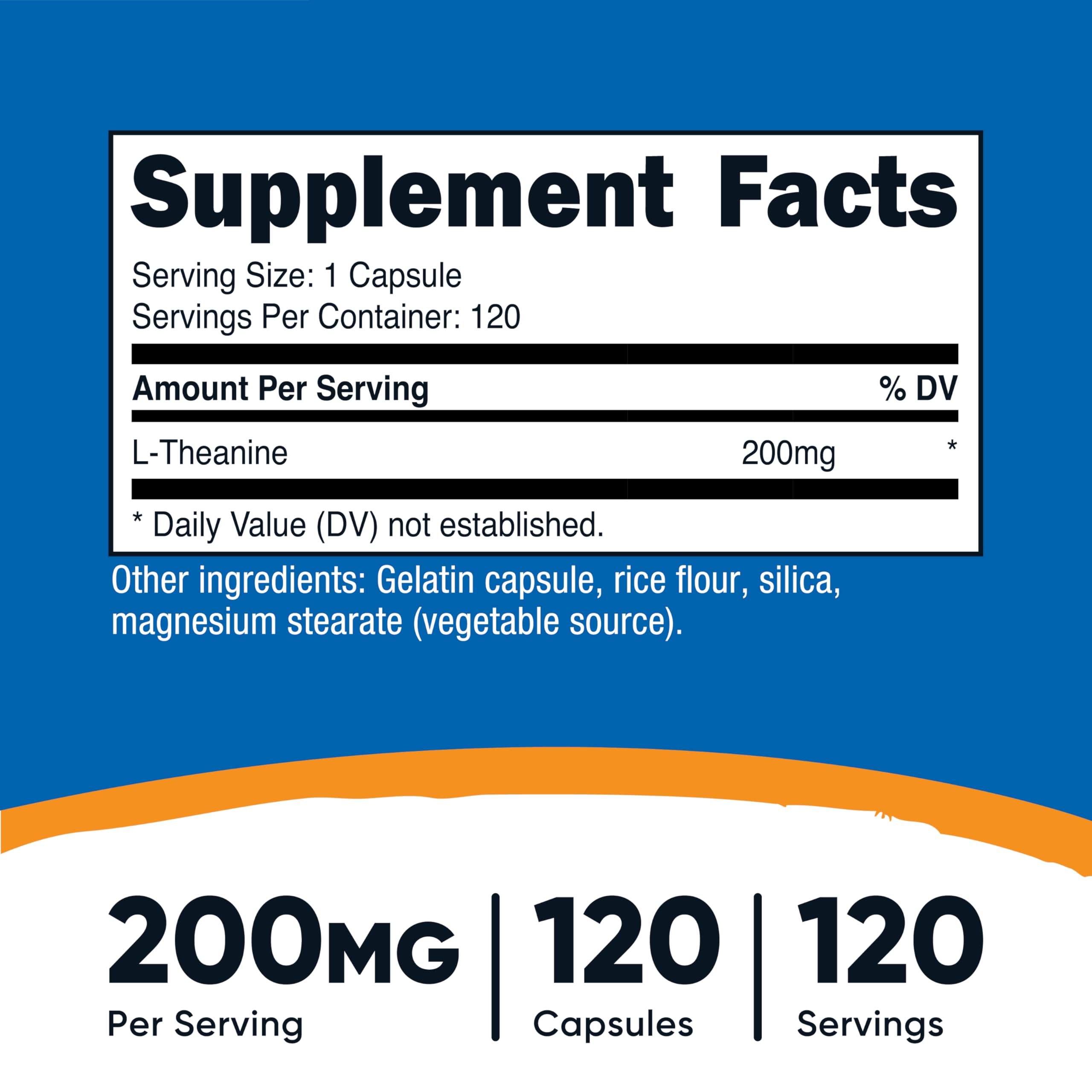Nutricost L-Theanine 200mg, 120 Capsules, Double Strength - Non-GMO, Gluten Free