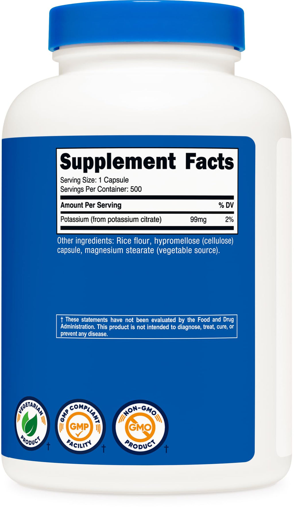 Nutricost Potassium Citrate 99mg, 500 Capsules