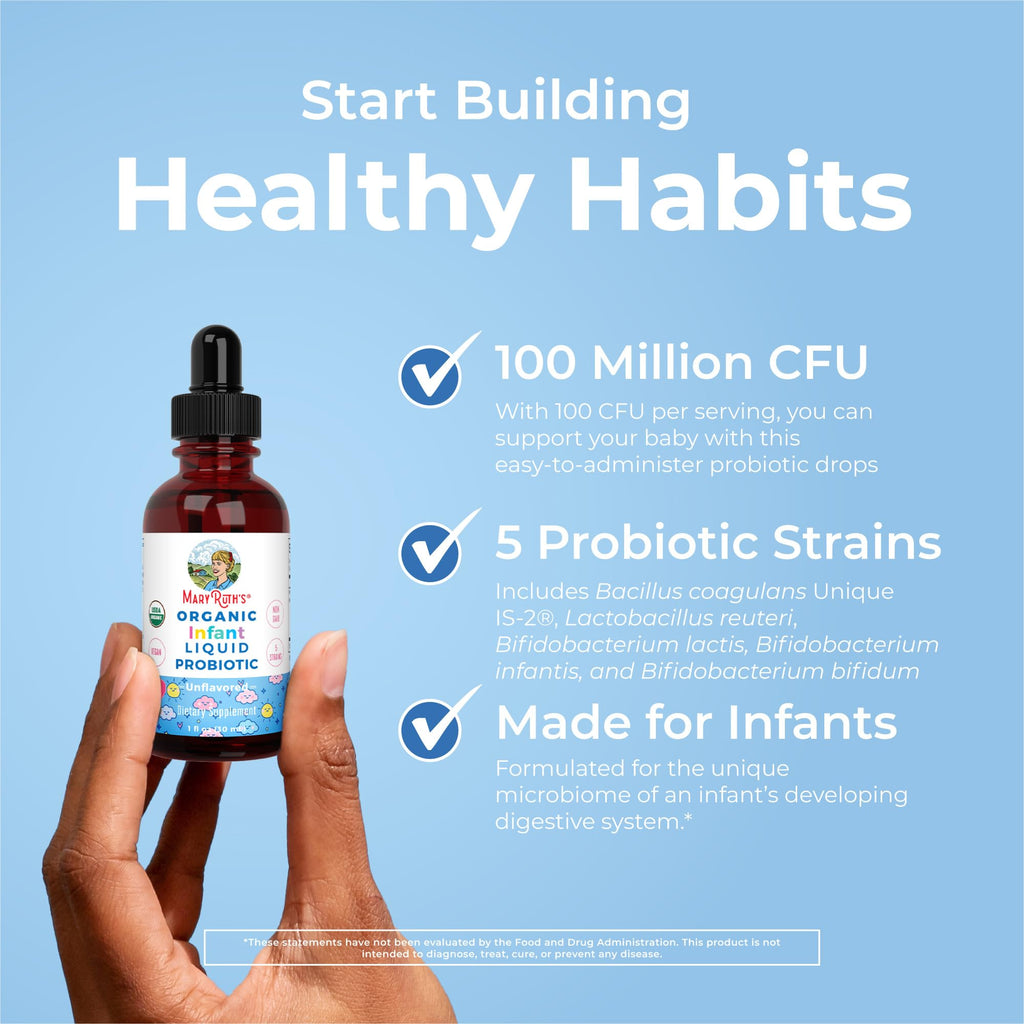 MaryRuth Organics USDA Organic Infant Liquid Probiotic Drops | Baby Essentials | Probiotics for Infants | Baby Probiotic Drops