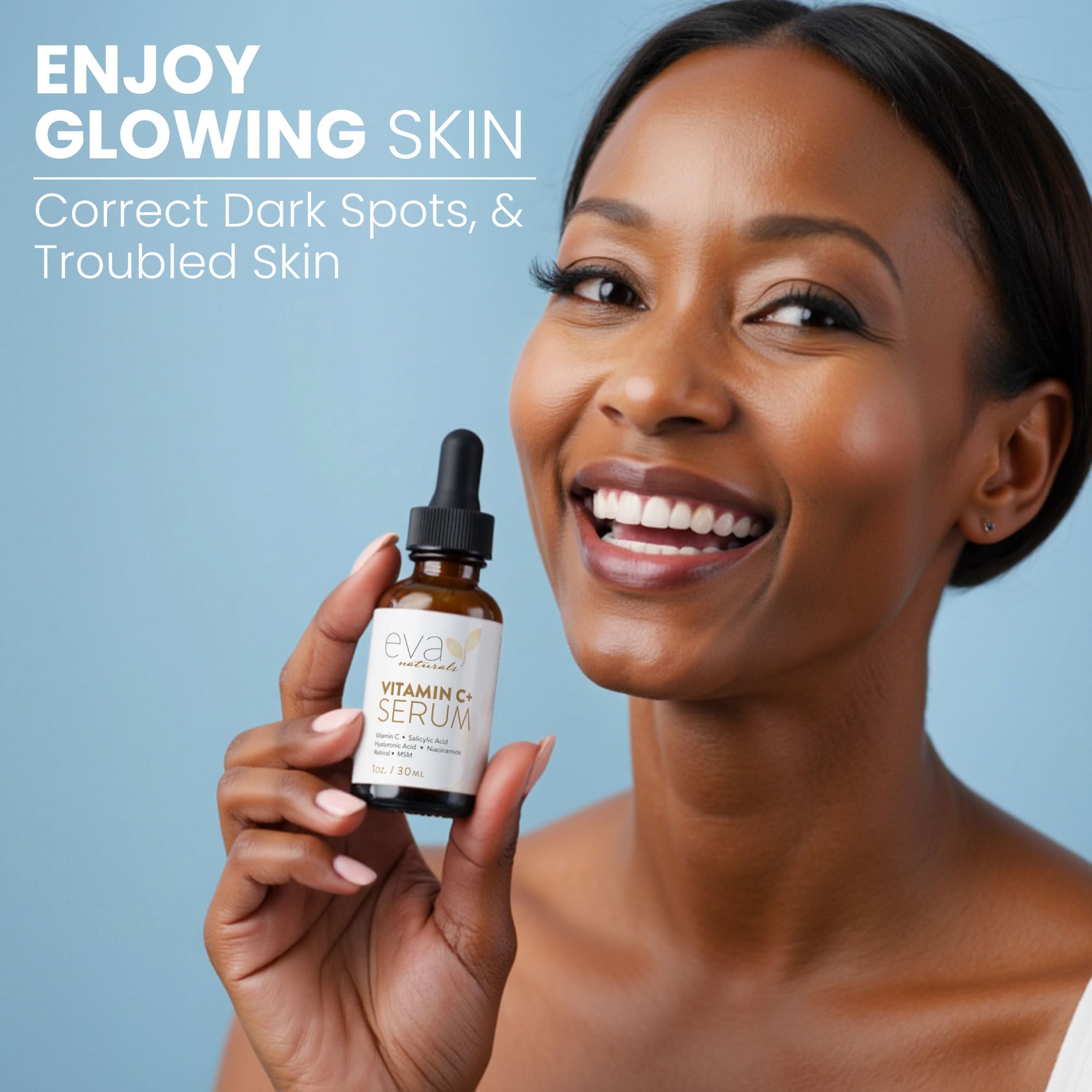 Eva Naturals Vitamin C Serum for Face – Anti Aging Dark Spot Remover & Corrector with Retinol, Hyaluronic Acid
