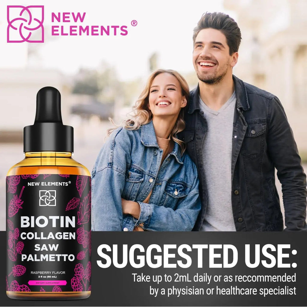Liquid Biotin with Collagen & Saw Palmetto Extract for Women and Men | Hair Growth New Elements Au supplements