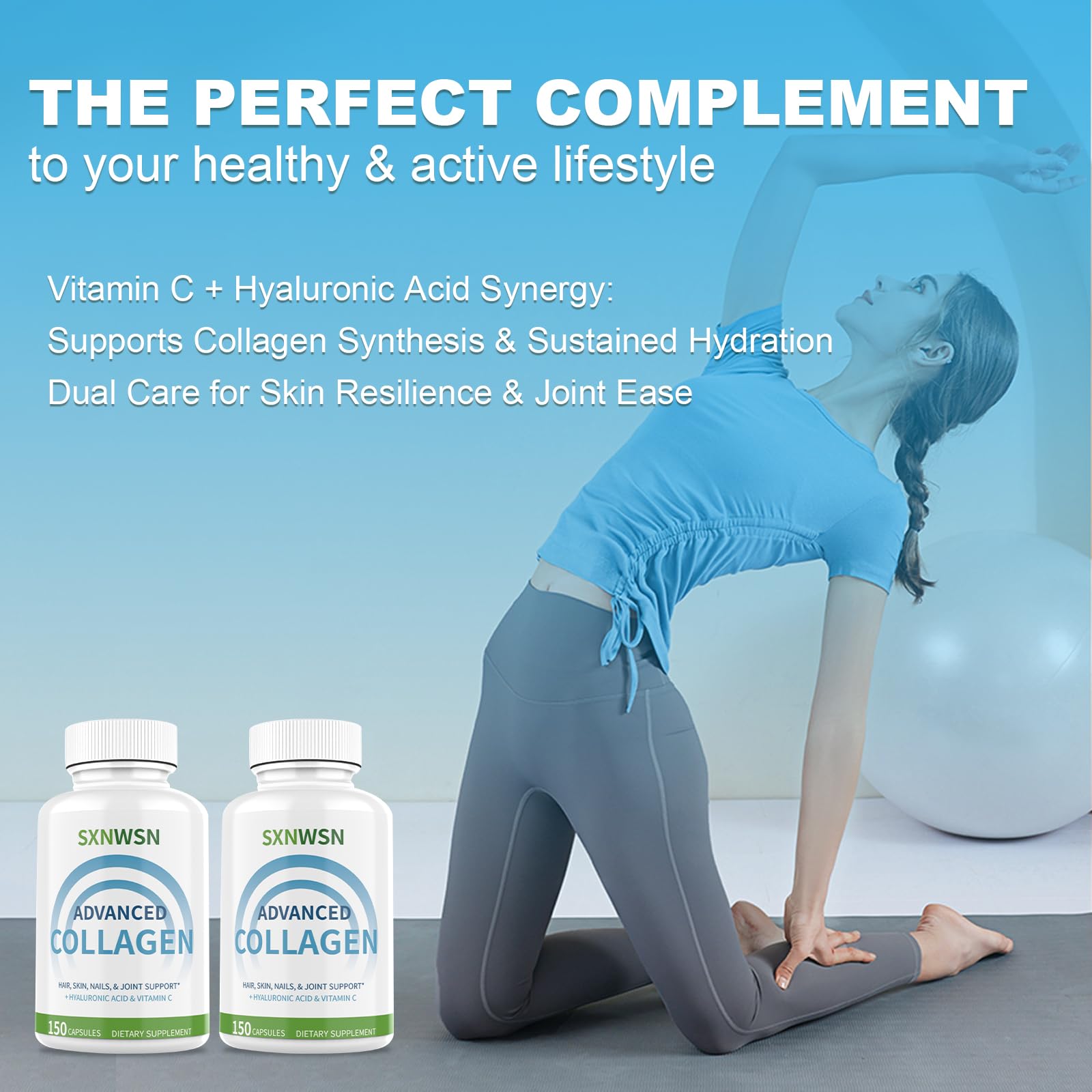 Advanced Multi Collagen Supplement with Vitamin C + Hyaluronic Acid - Hydrolyzed Collagen Peptides Supports for Skin, Joints & Hair* | Collagen Complex 150 Capsules for Women or Men SXNWSN Au supplements