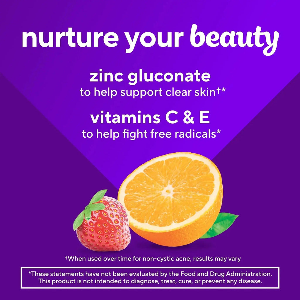 vitafusion Daily Complexion Care (1), Beauty Supplement Helps Support Clear Skin (1) (2) with Zinc Gluconate, Plus Vitamins E & C Vitafusion Au supplements