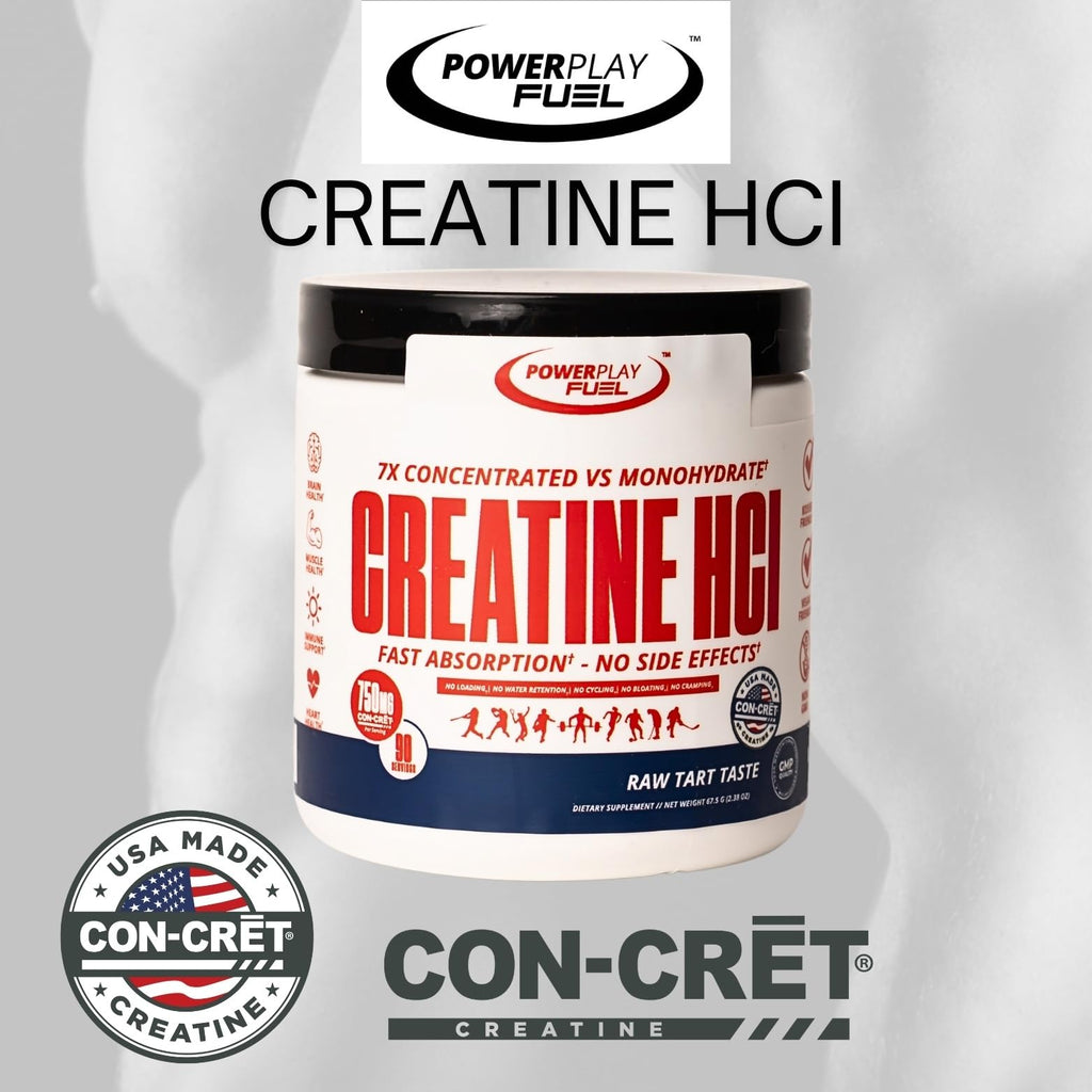 CREATINE HCl Powder for Men and Women, Muscle Strength, Brain Performance, Heart Health & Immune Support - Raw Tart Taste, 90 Servings POWER PLAY FUEL Au supplements