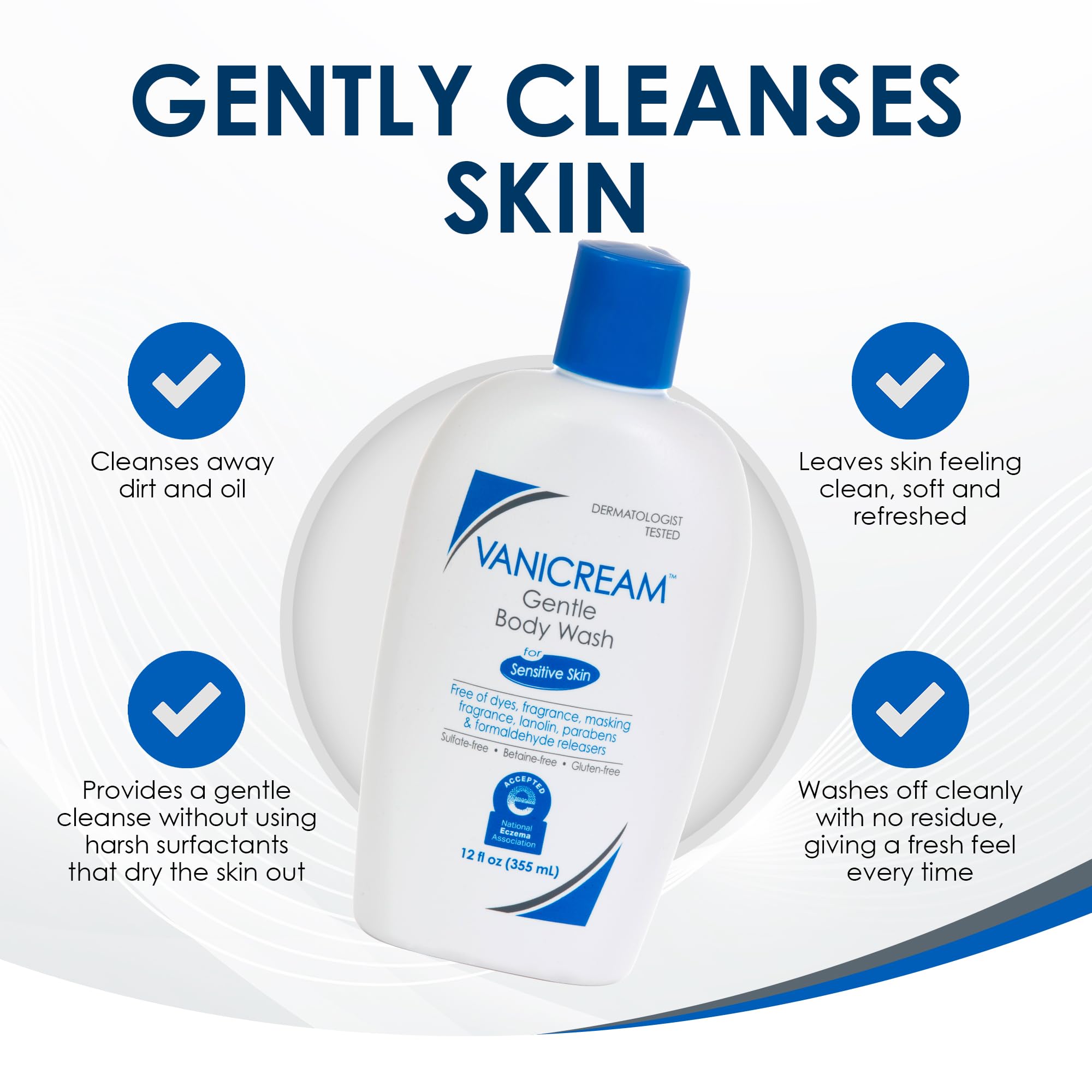 Vanicream Gentle Body Wash -12 fl oz - Formulated Without Common Irritants for Those with Sensitive Skin