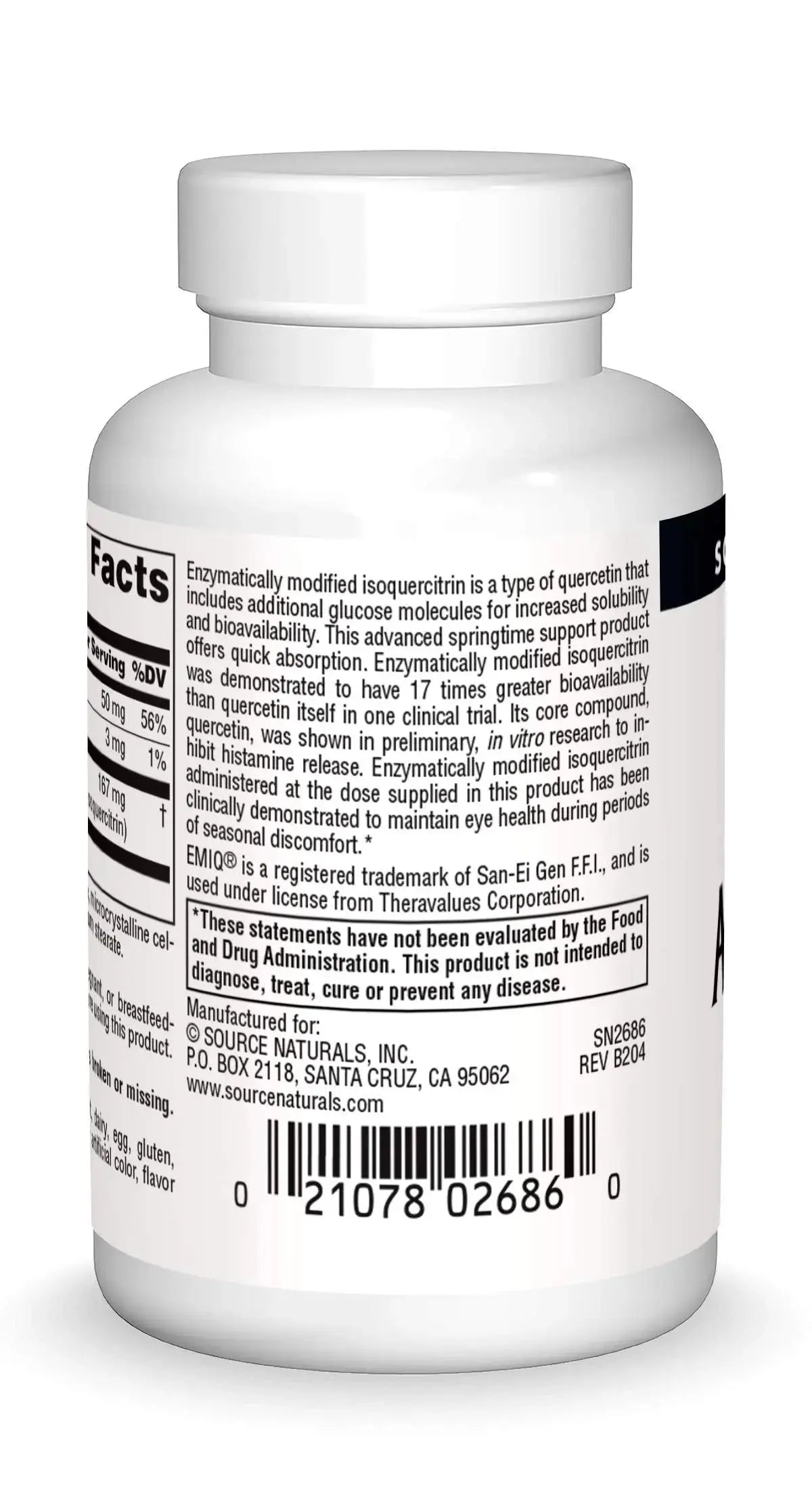 Source Naturals AllerStrength Fast-Acting Seasonal Immune Support - Highly Bioavailable Quercetin* - 60 Tablets Source Naturals Au supplements