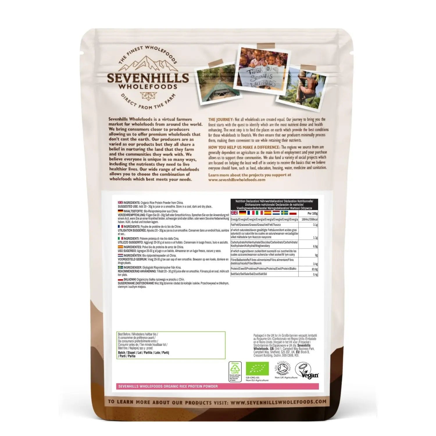 Sevenhills Wholefoods Organic Rice Protein Powder 500g Sevenhills Wholefoods Au supplements