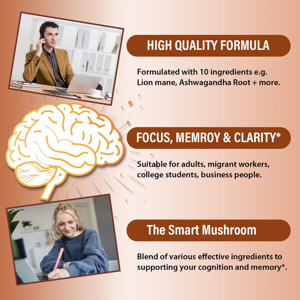 Liekoh Ashwagandha & Lions Mane Supplement Capsules, Brain Supplements for Memory and Focus, Ashwagandha Supplement with Rhodiola & Black Peppe, Cortisol Supplements for Women & Men,90 Caps Liekoh Au supplements