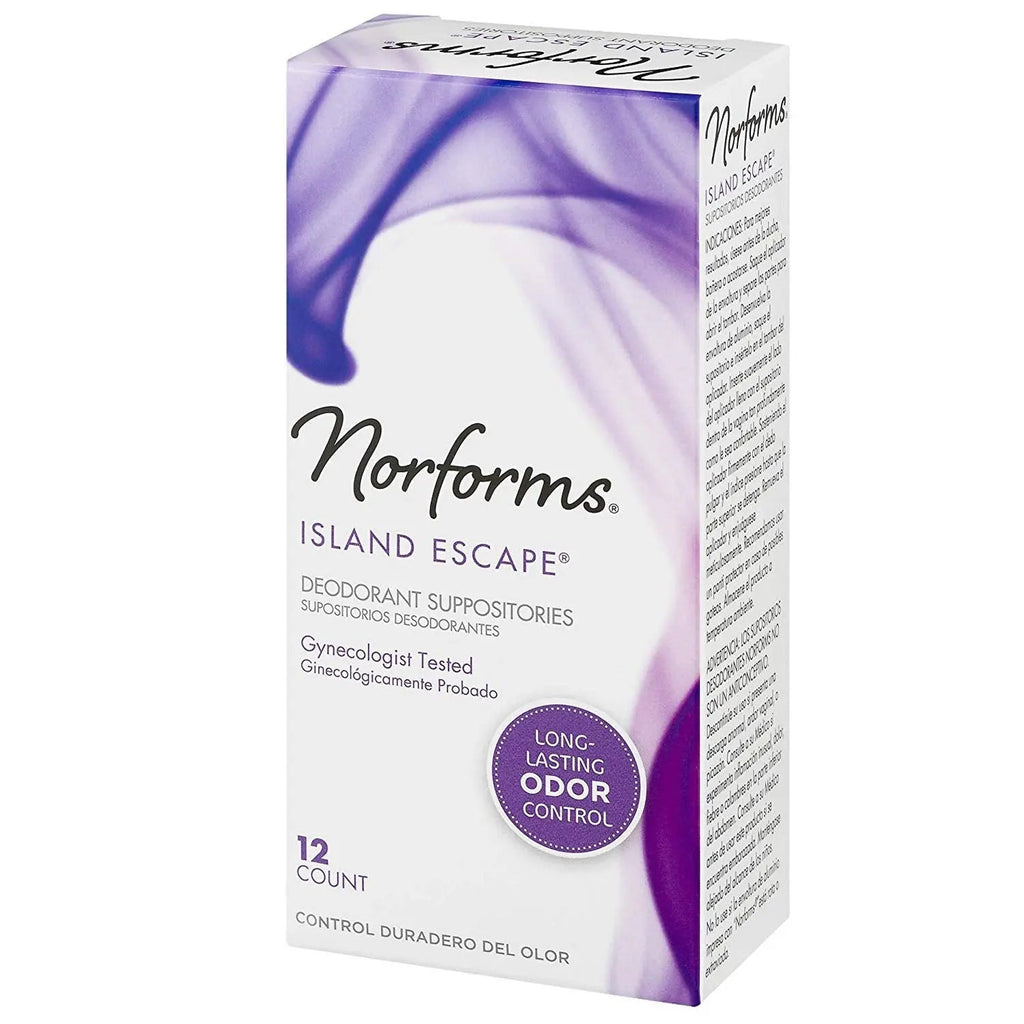 Norforms Feminine Deodorant Suppositories, Long Lasting Odor Control, Island Escape Scent, 12 Count Norforms Au supplements