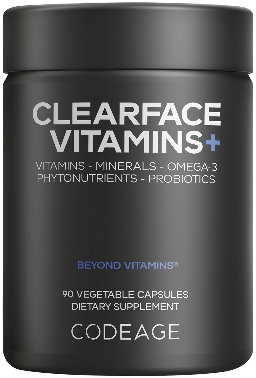 Codeage Clearface Pantothenic Acid, Niacin Supplement, Vitamins A, C, D3, E, Probiotics, Zinc, Riboflavin, Thiamin, L-Lysine HCL & Omega-3, Niacinamide, Skin Botanical Blend - Non-GMO - 90 Capsules Codeage Au supplements