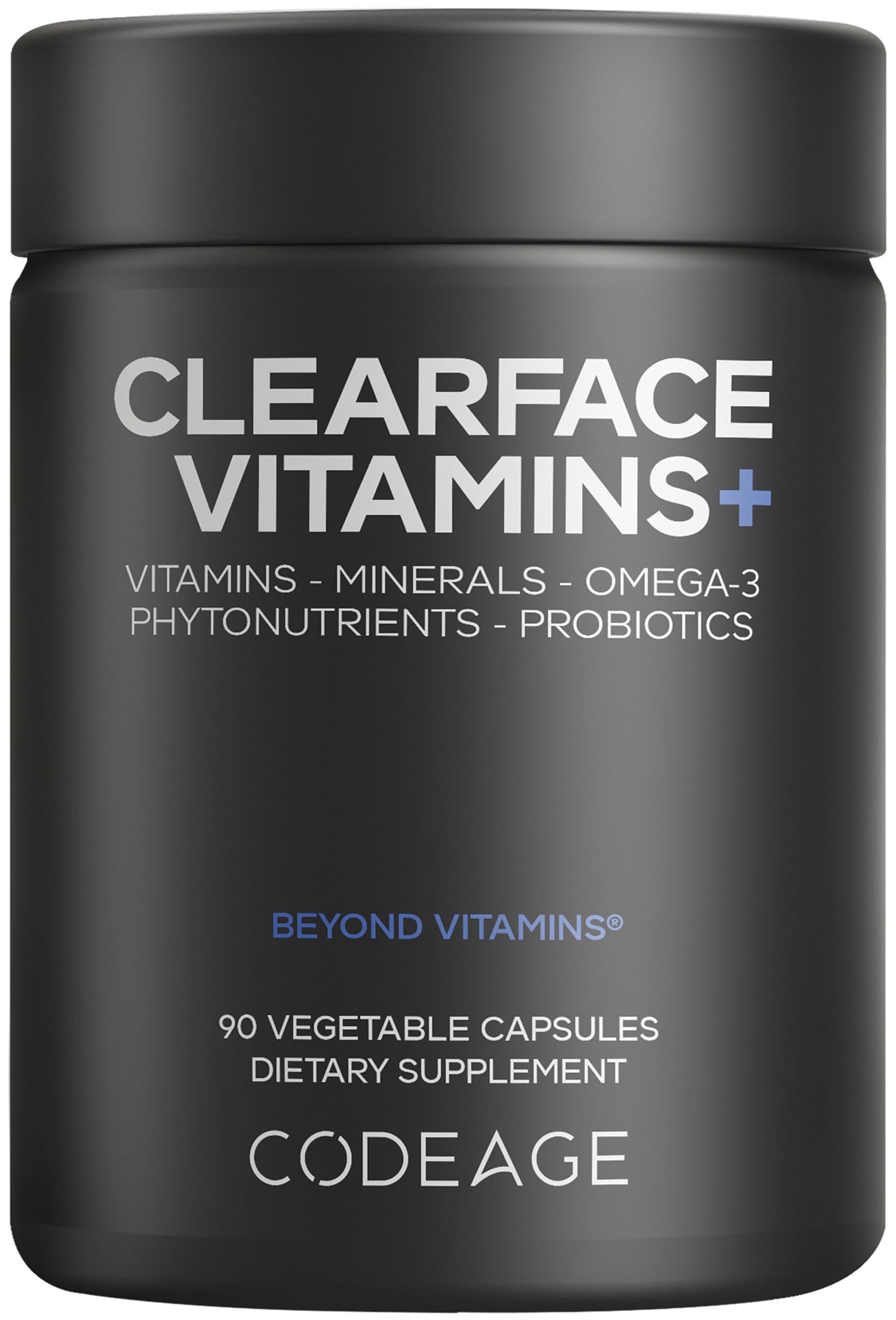 Codeage Clearface Pantothenic Acid, Niacin Supplement, Vitamins A, C, D3, E, Probiotics, Zinc, Riboflavin, Thiamin, L-Lysine HCL & Omega-3, Niacinamide, Skin Botanical Blend - Non-GMO - 90 Capsules Codeage Au supplements