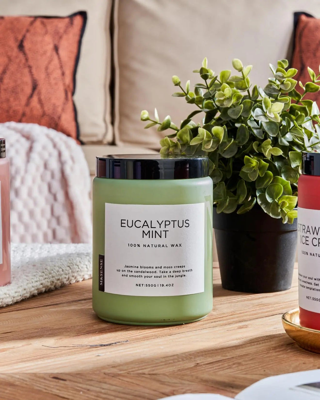 M&SENSE Eucalyptus Mint Candles for Home Scented, 19.4oz 110 Hours Burn Soy Aromatherapy M&SENSE Au supplements