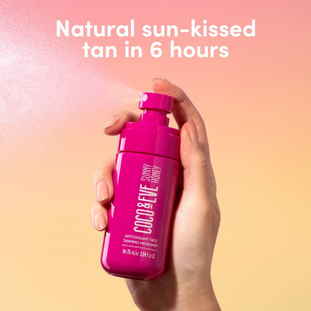 Coco & Eve Face Tanning Micromist – Sunless Facial Self Tanner Ultra Fine Mist for Face,