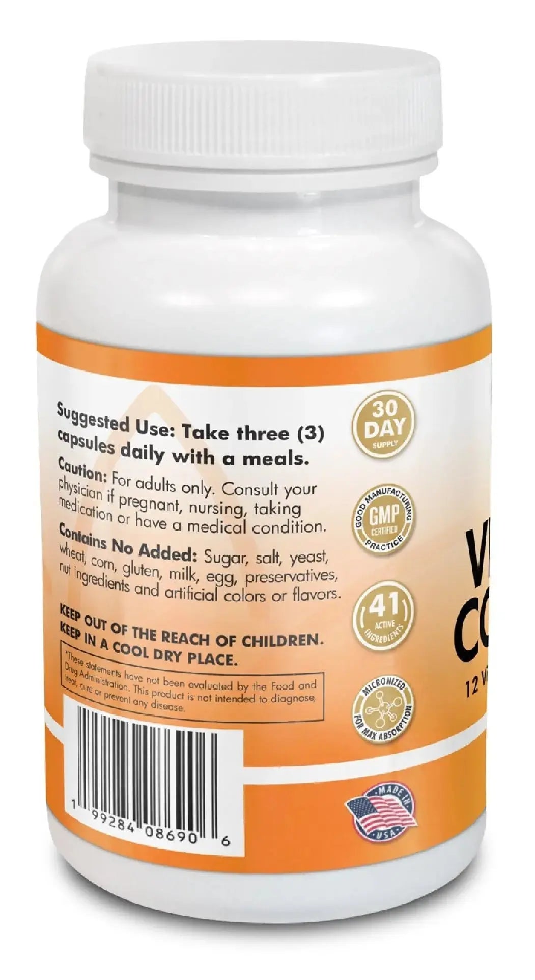 Vitamin Complex Multivitamins and Multiminerals - 12 Vitamins and 14 Minerals, Vitamin A C D3 E B1 B2 B3 B5 B6 B9 B12 H and Minerals Main Products Au supplements