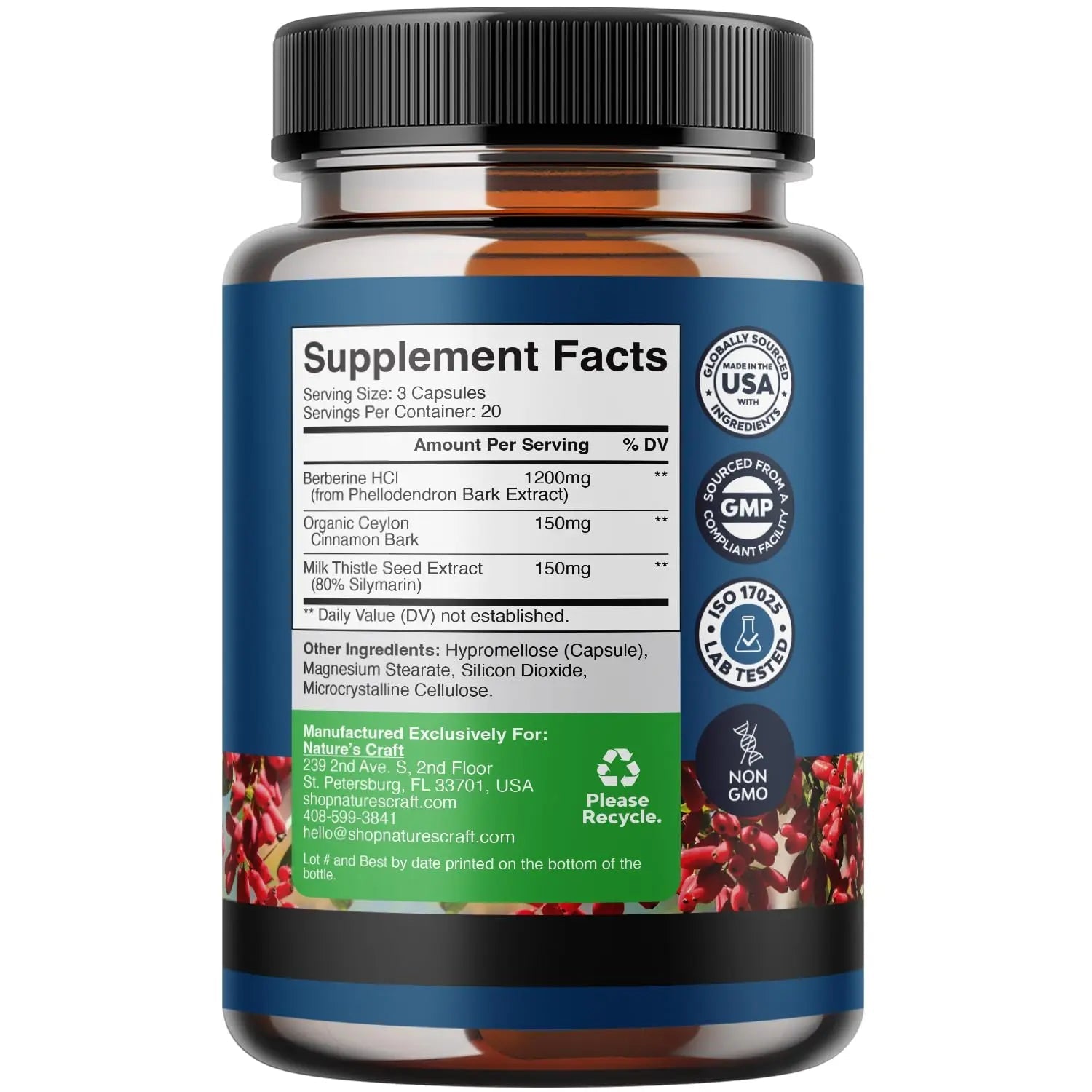 Balancing Berberine Plus 1200mg Per Serving Complex - Antioxidant Berberine with Ceylon Natures Craft Au supplements