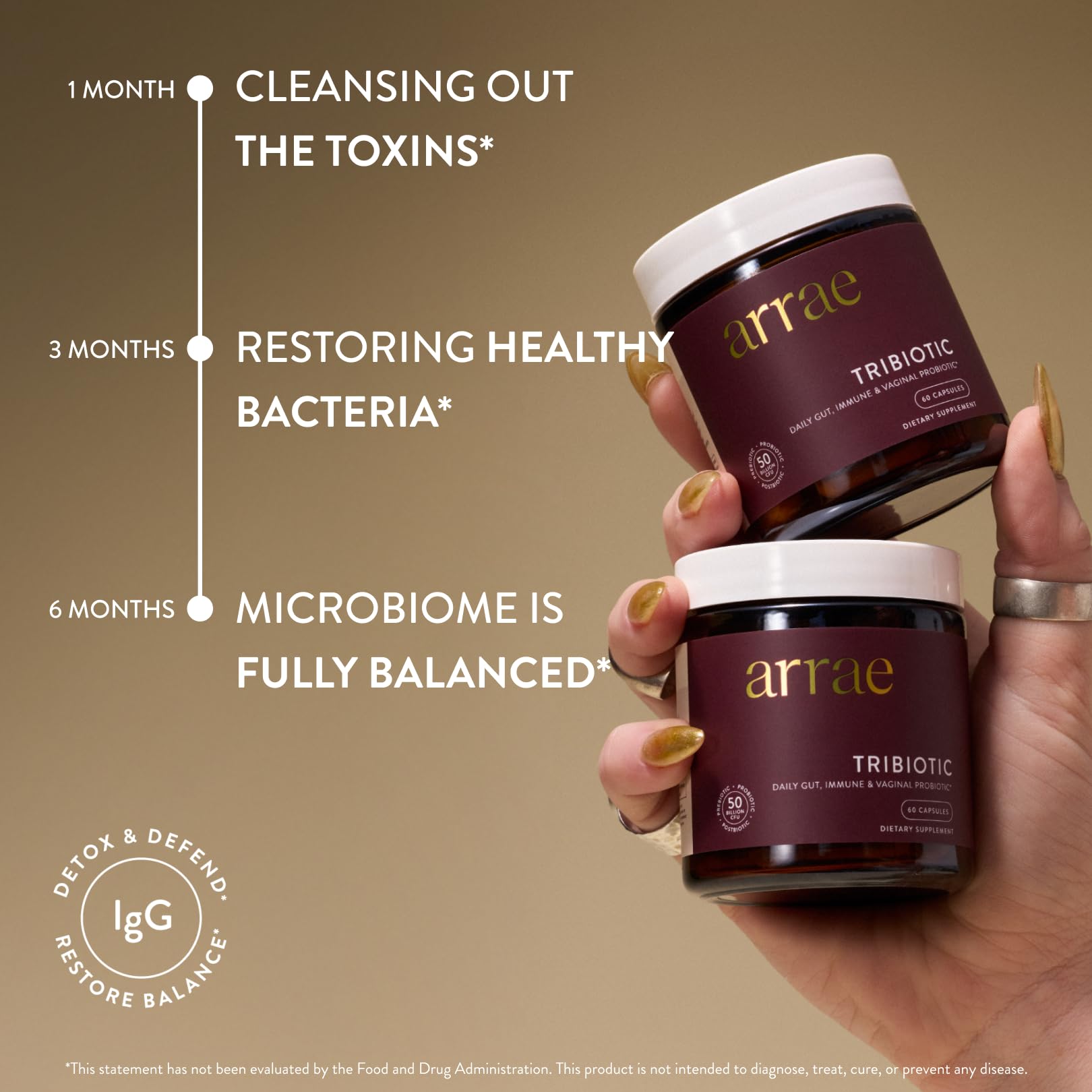 Arrae Tribiotic, Probiotics for Women, Support for Vaginal pH Balance, Gut, Immune, and Feminine Health, Prebiotics,