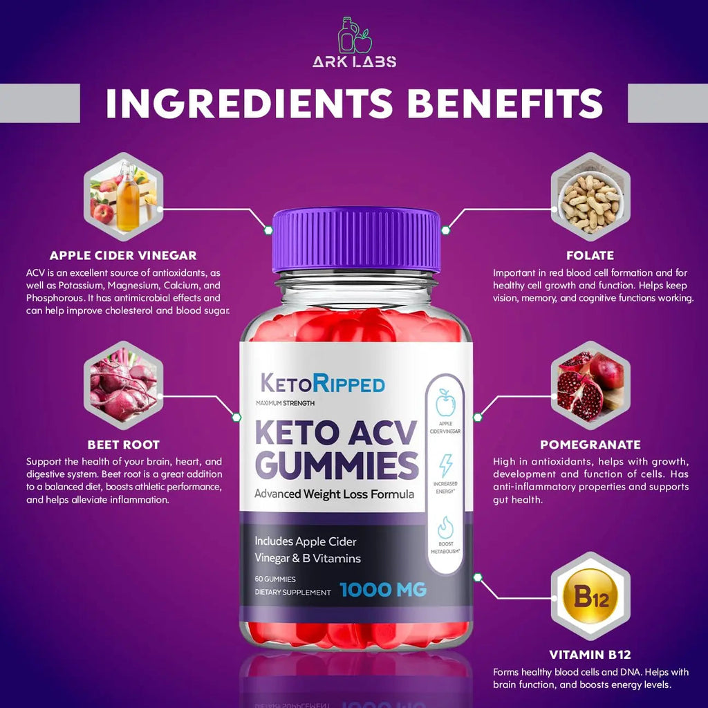 (5 Pack) Keto Ripped ACV Gummies, Keto Ripped ACV Gummies Advanced Weight Loss 1000MG Ark Labs Au supplements