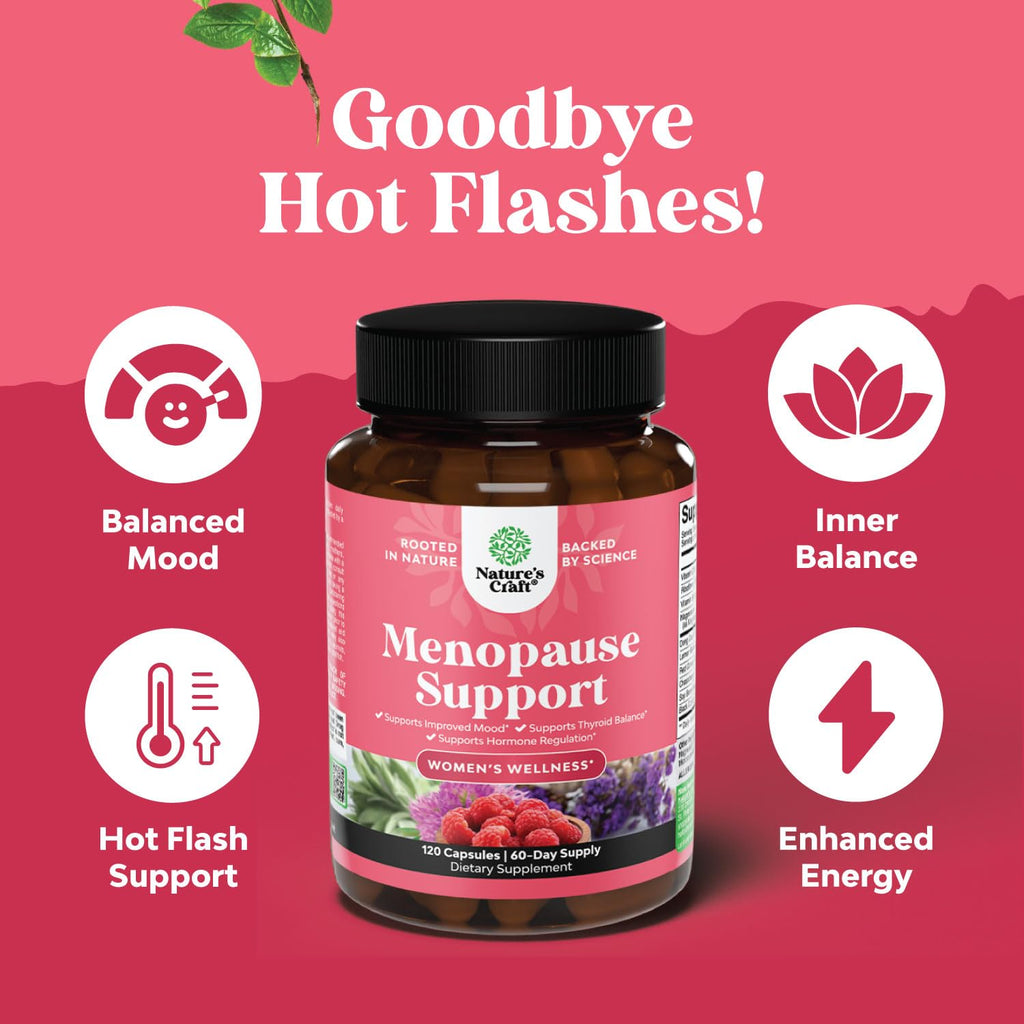 Complete Herbal Menopause Supplement for Women - Female Hormone Balance Capsules for Night Sweats Hot Flashes & Mood Swings with Dong Quai, Chaste Berry & Black Cohosh Root - 120 Count Pack Natures Craft Au supplements