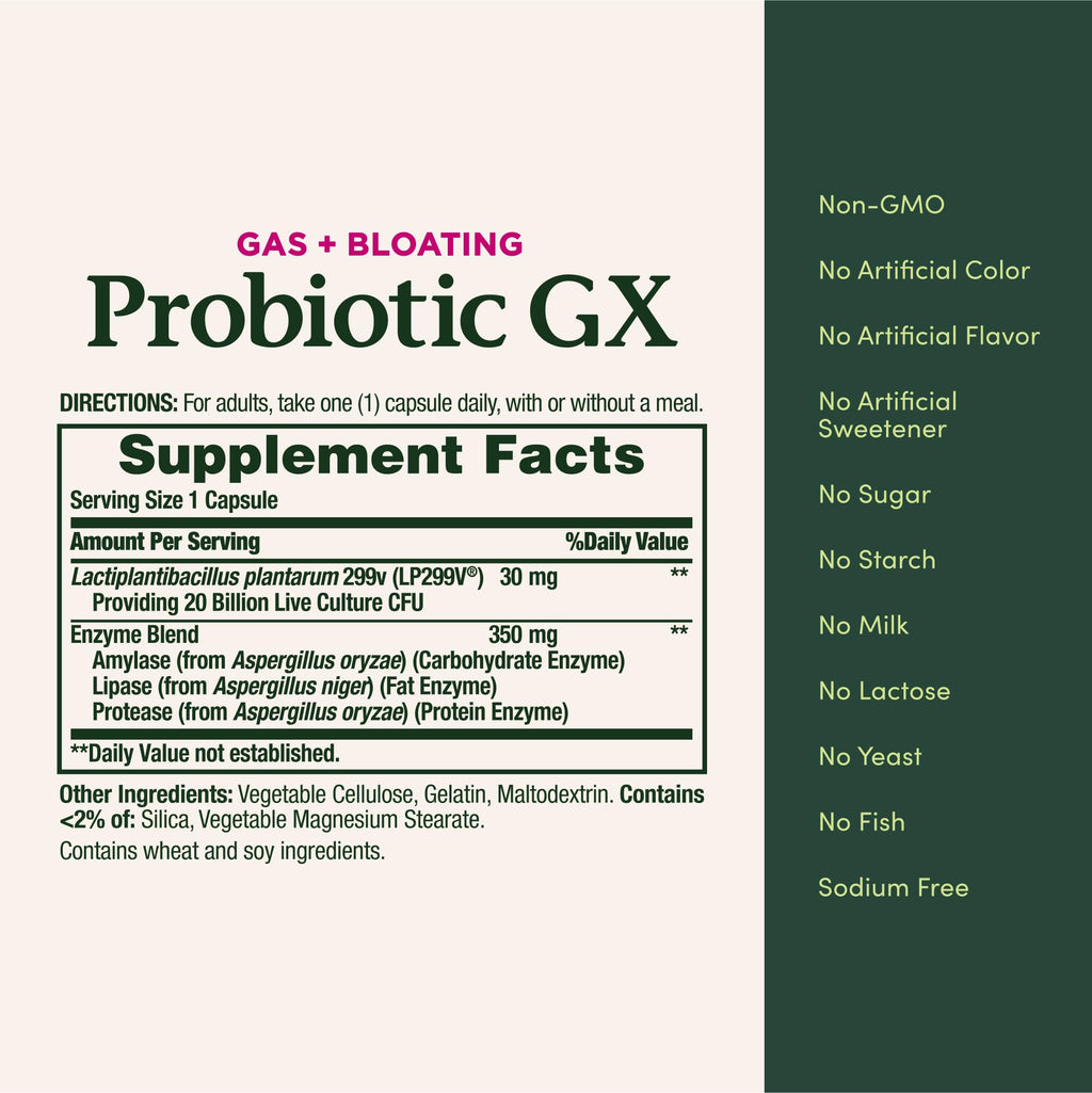 Nature's Bounty Probiotic GX, Helps with Occasional Gas and Bloating, Dietary Supplement, Digestive Health, 25 Capsules Nature's Bounty Au supplements