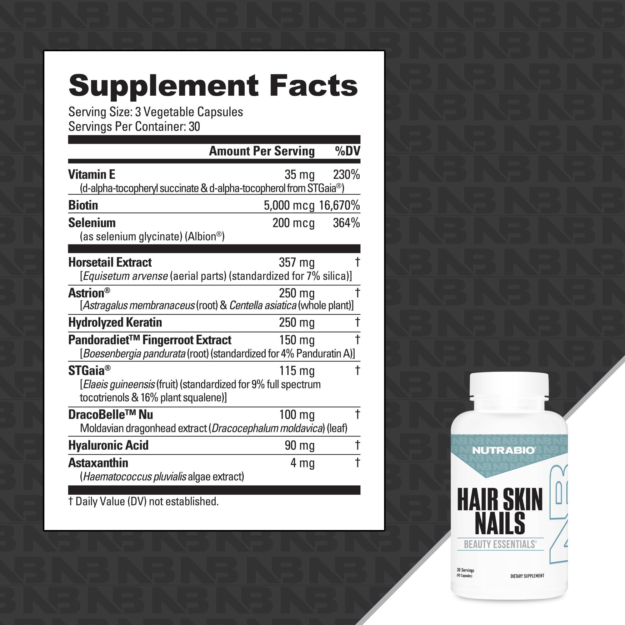 NutraBio Hair Skin Nails Vitamins | Enhanced Collagen Support | Skin Hydration | Hair Growth Vitamins for Women with Biotin, Keratin, Hyaluronic Acid & More - 90 Capsules NutraBio Au supplements