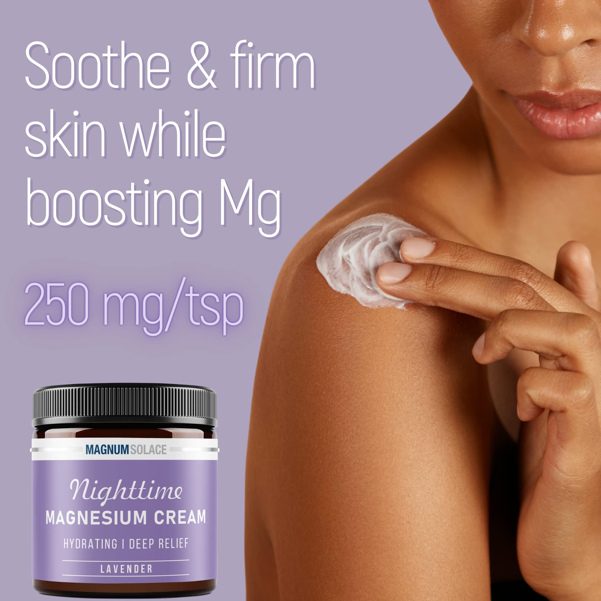Magnum Solace Magnesium Lotion – Nighttime Magnesium Cream – Apply to Legs, Arms or Chest - Topical Magnesium Chloride – USA Made and Safe for Kids (Lavender) Magnum Solace Au supplements