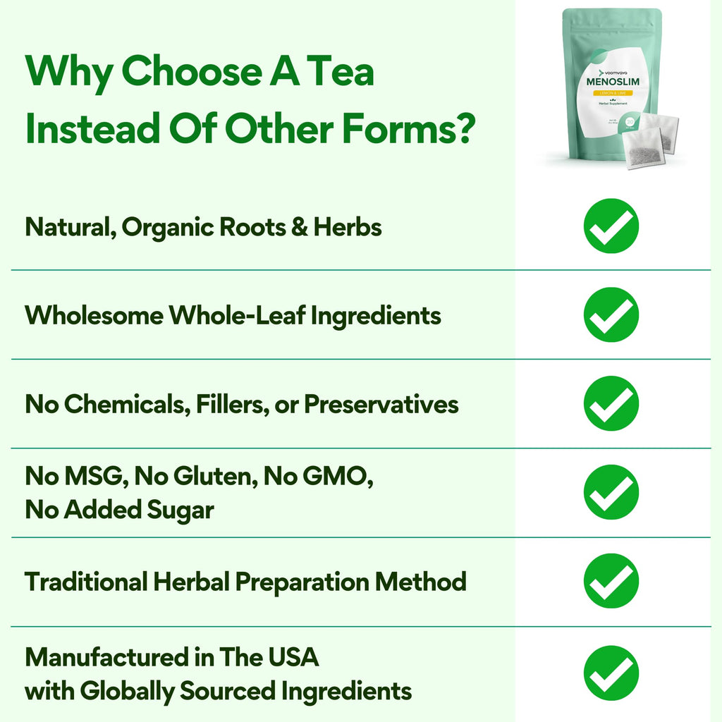 VoomVaya MenoSlim Tea – Menopause & Perimenopause Supplement for Women – Supports Healthy Metabolism & Overall Wellness – Acai Berry Flavor – 30 Tea Bags VoomVaya Au supplements