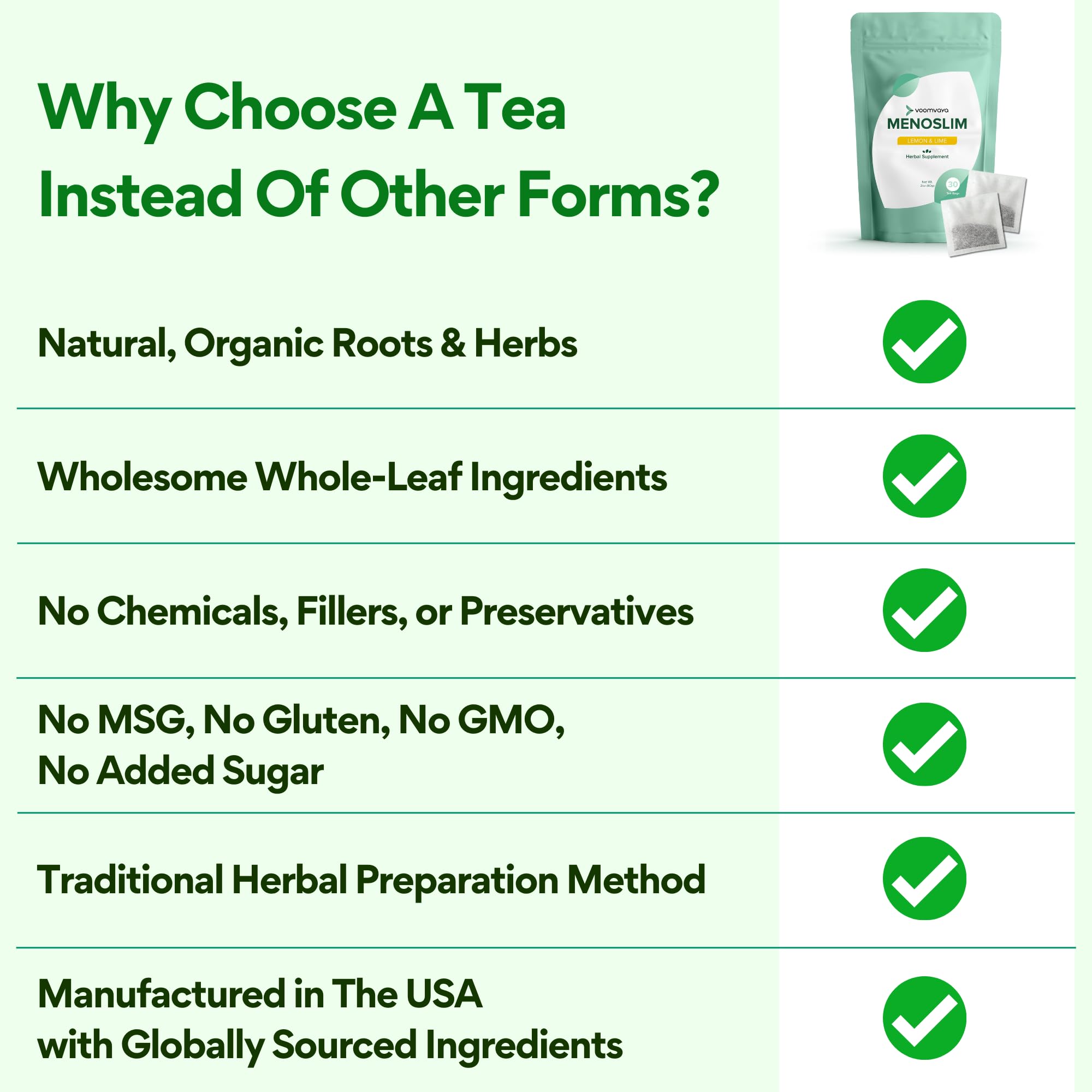 VoomVaya MenoSlim Tea – Menopause & Perimenopause Supplement for Women – Supports Healthy Metabolism & Overall Wellness – Acai Berry Flavor – 30 Tea Bags VoomVaya Au supplements