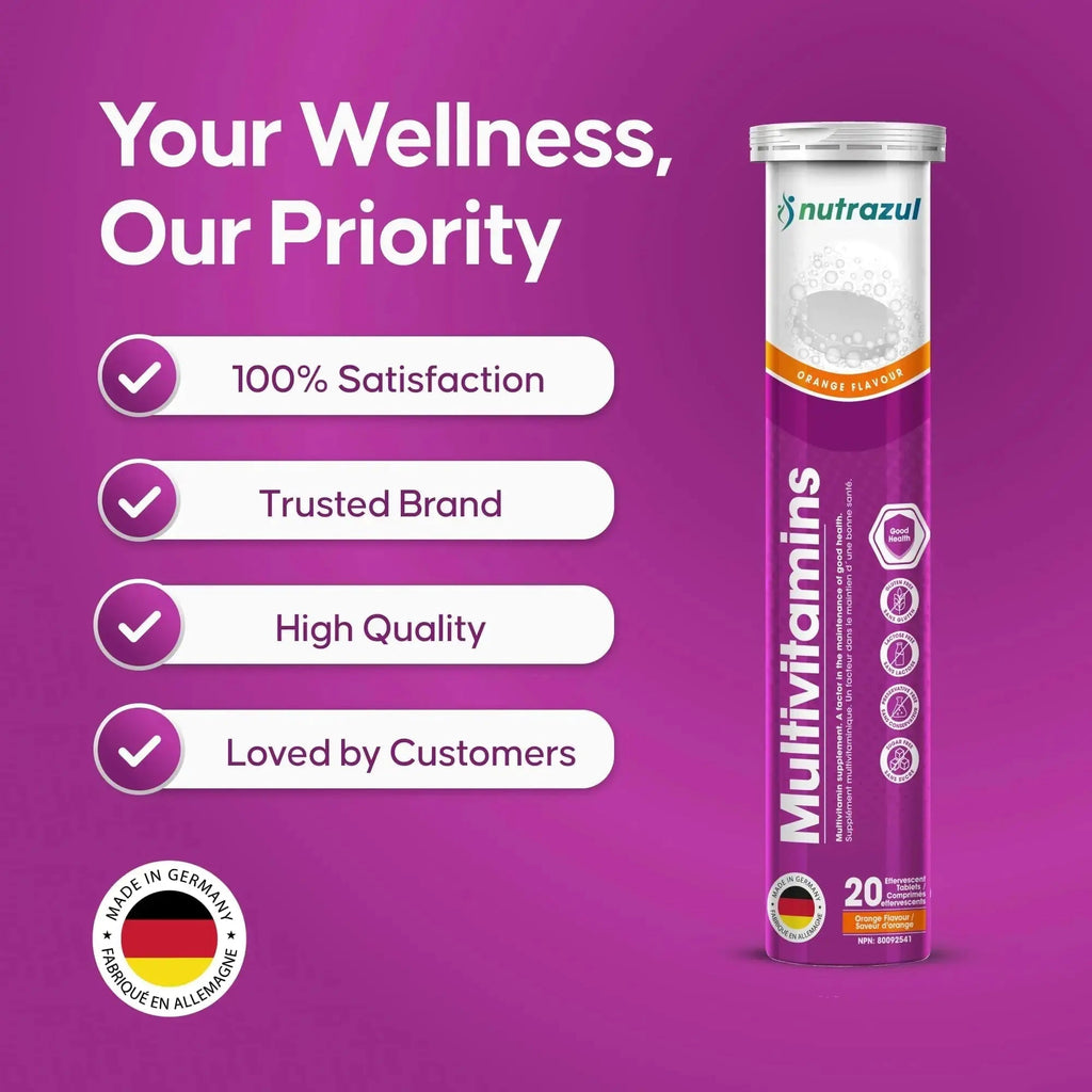 nutrazul Multivitamin Effervescent Tablets, Supplement for Daily Wellness & 9 Essential Vitamins, Contains Vitamin with Vitamin C & B Complex nutrazul Au supplements