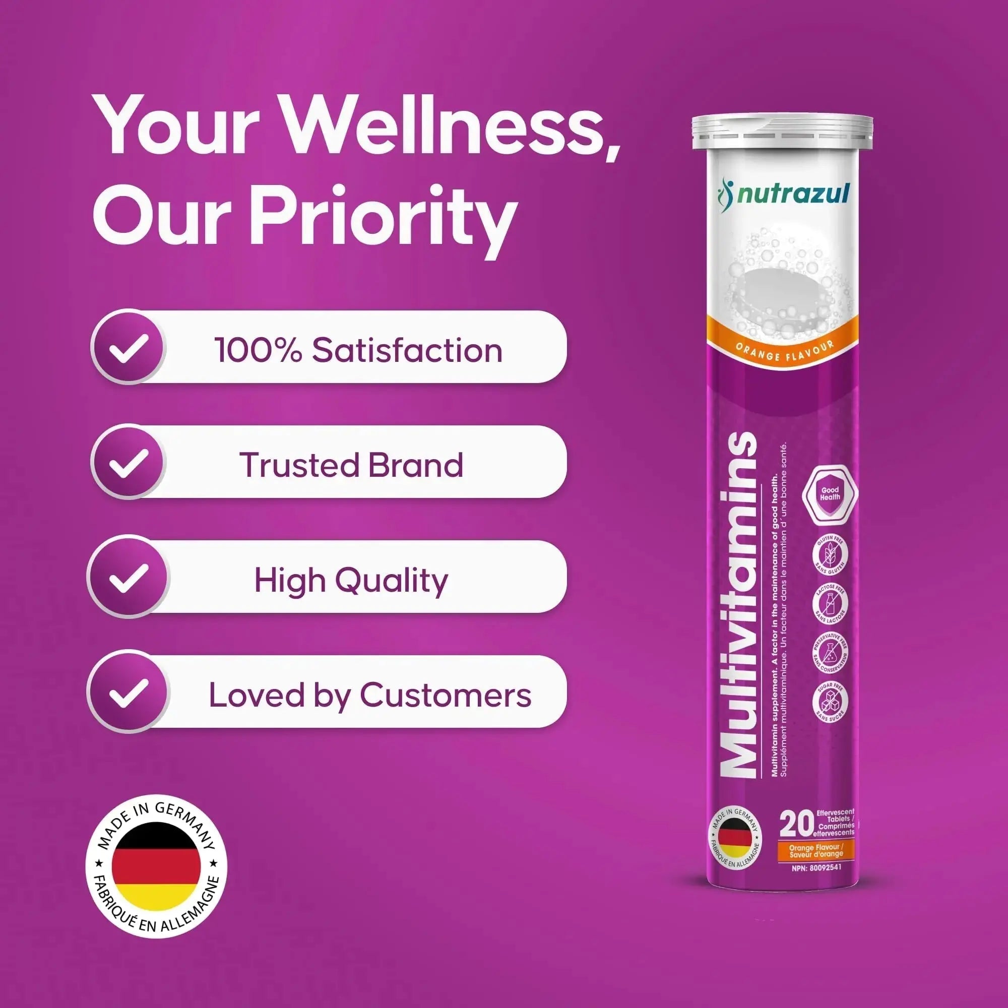 nutrazul Multivitamin Effervescent Tablets, Supplement for Daily Wellness & 9 Essential Vitamins, Contains Vitamin with Vitamin C & B Complex nutrazul Au supplements